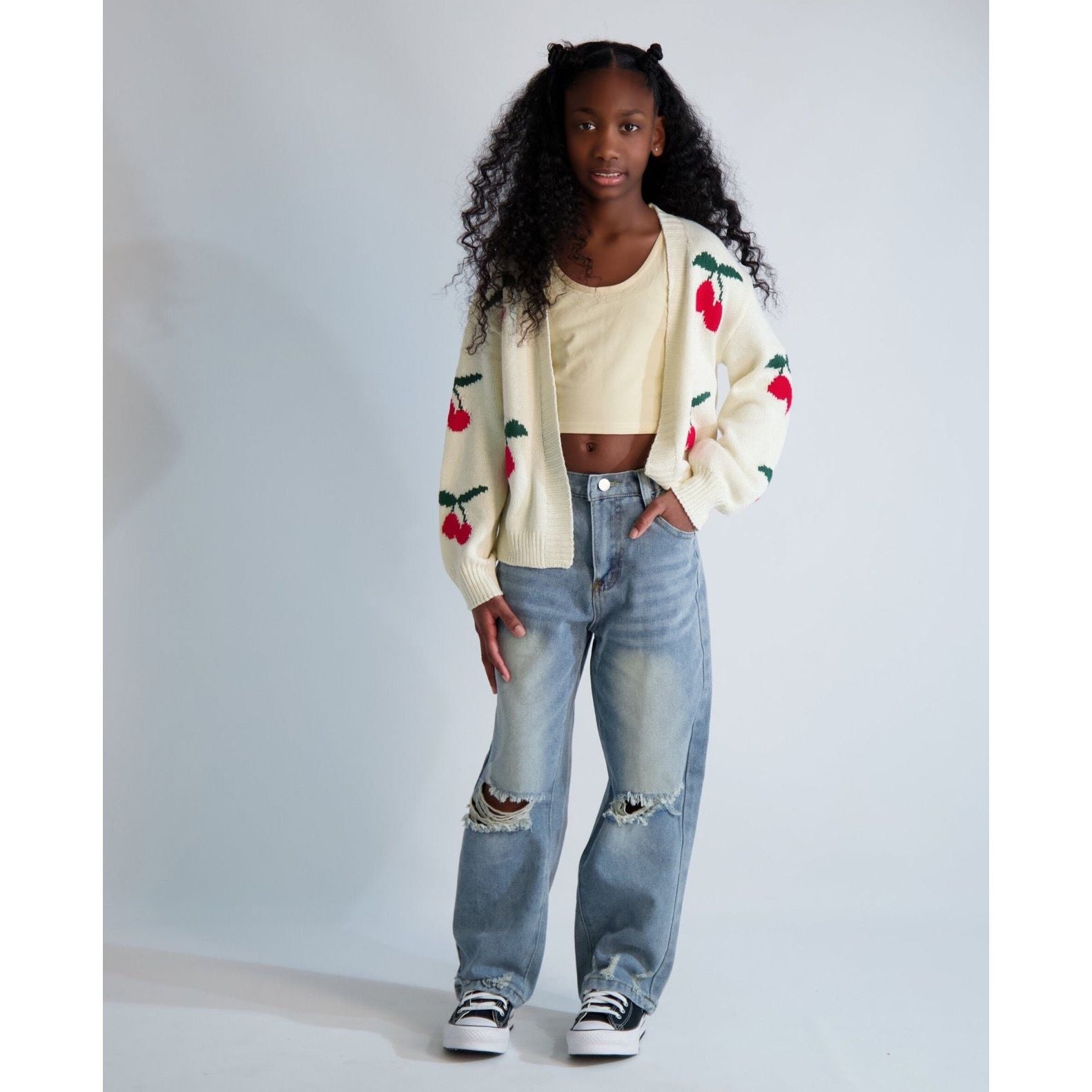 Girls’ Cherry Cardigan Sweater