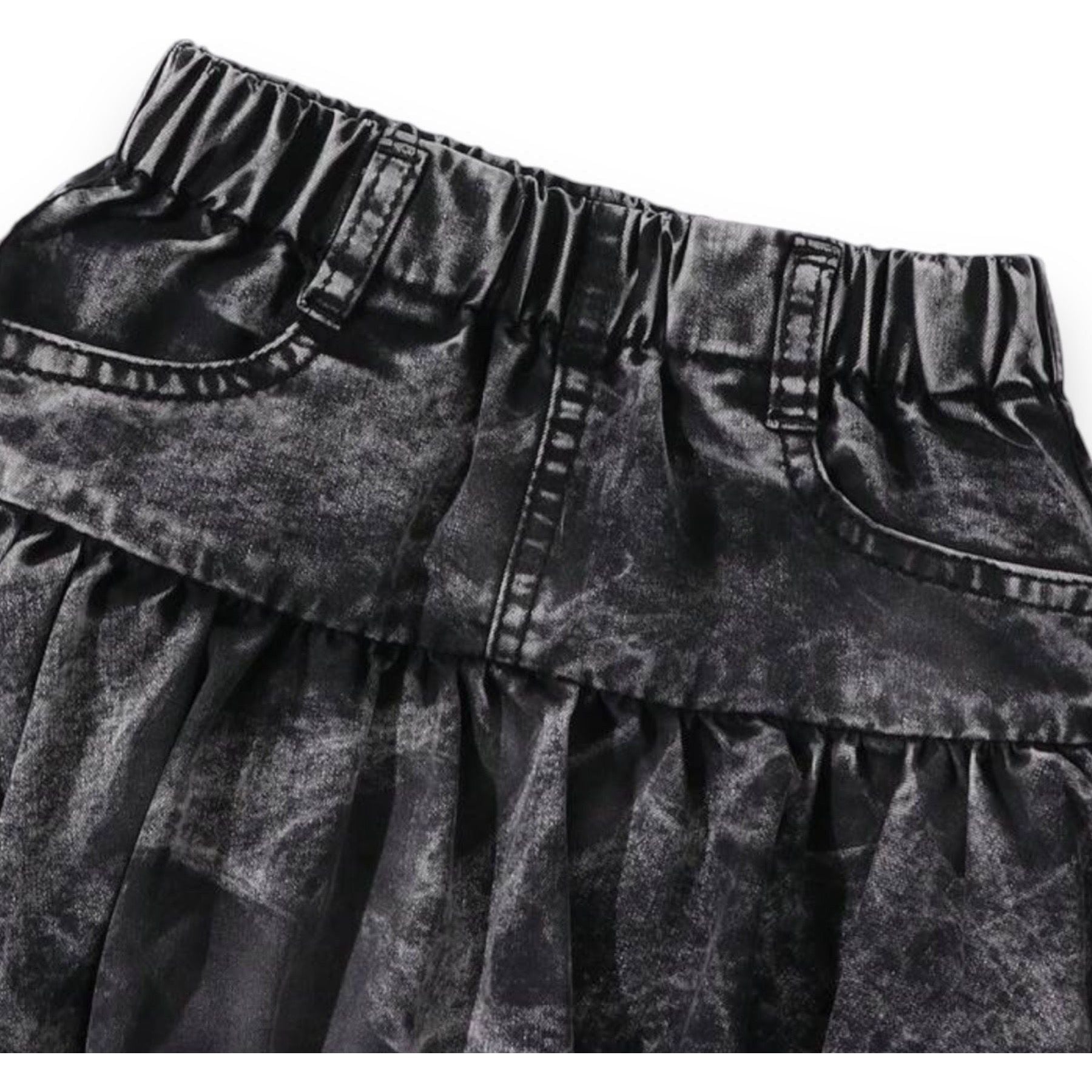 Black Denim Bubble Skirt