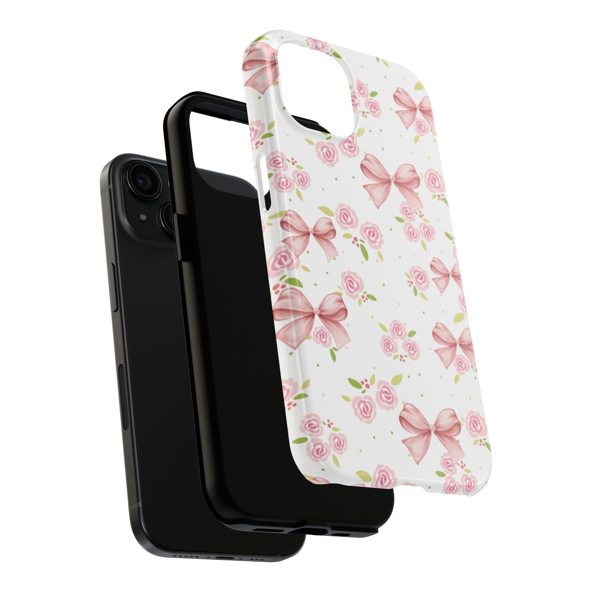 Phone Case - Pink Bow and Floral Design