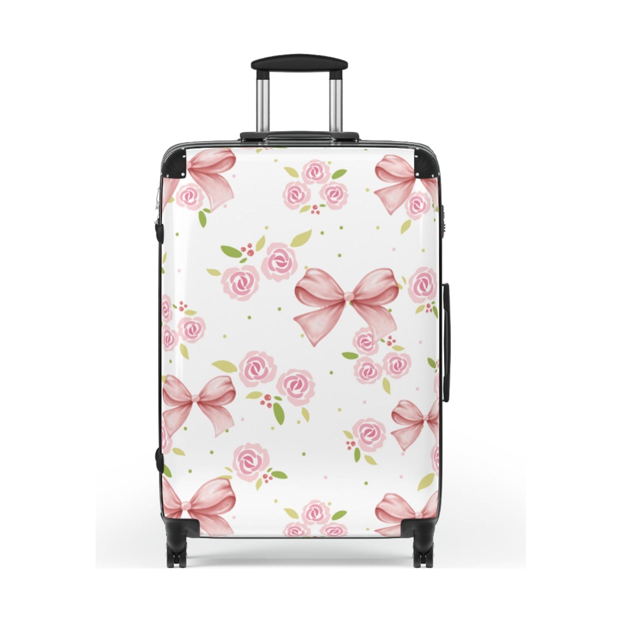 Suitcase - Pink Floral and Bow Design