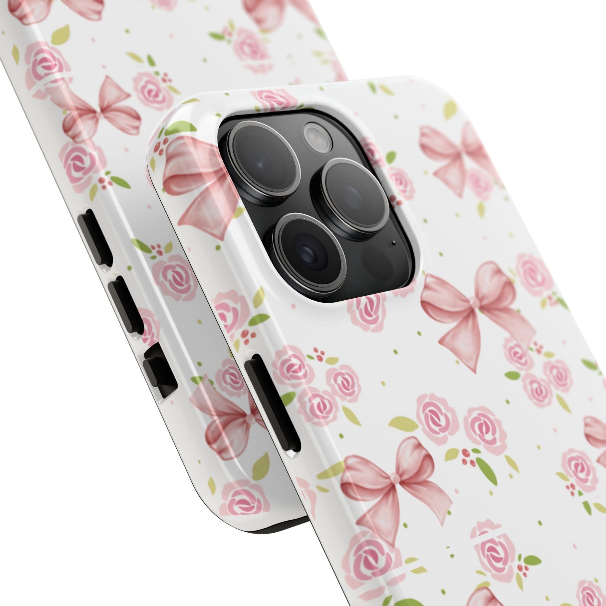 Phone Case - Pink Bow and Floral Design