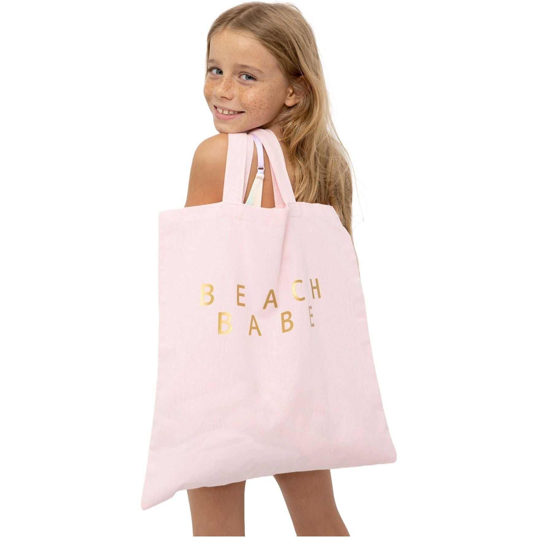 Beach Babe Gold in Pink Beach Bag