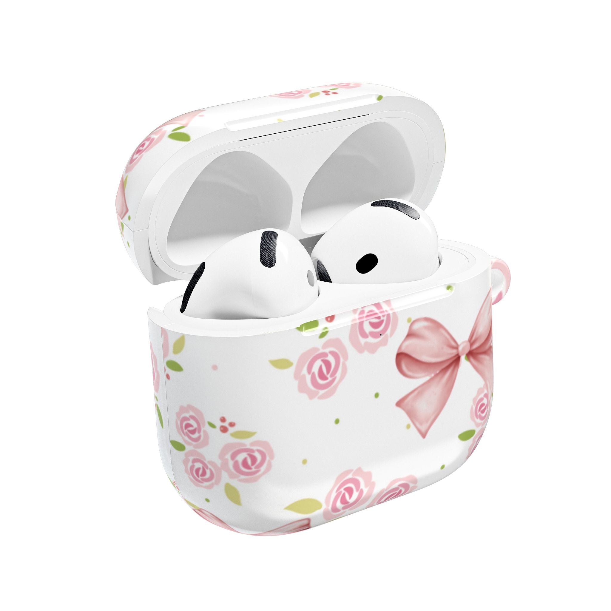 Floral Pink Bow AirPod Case — Roses & Ribbon Protective Cover