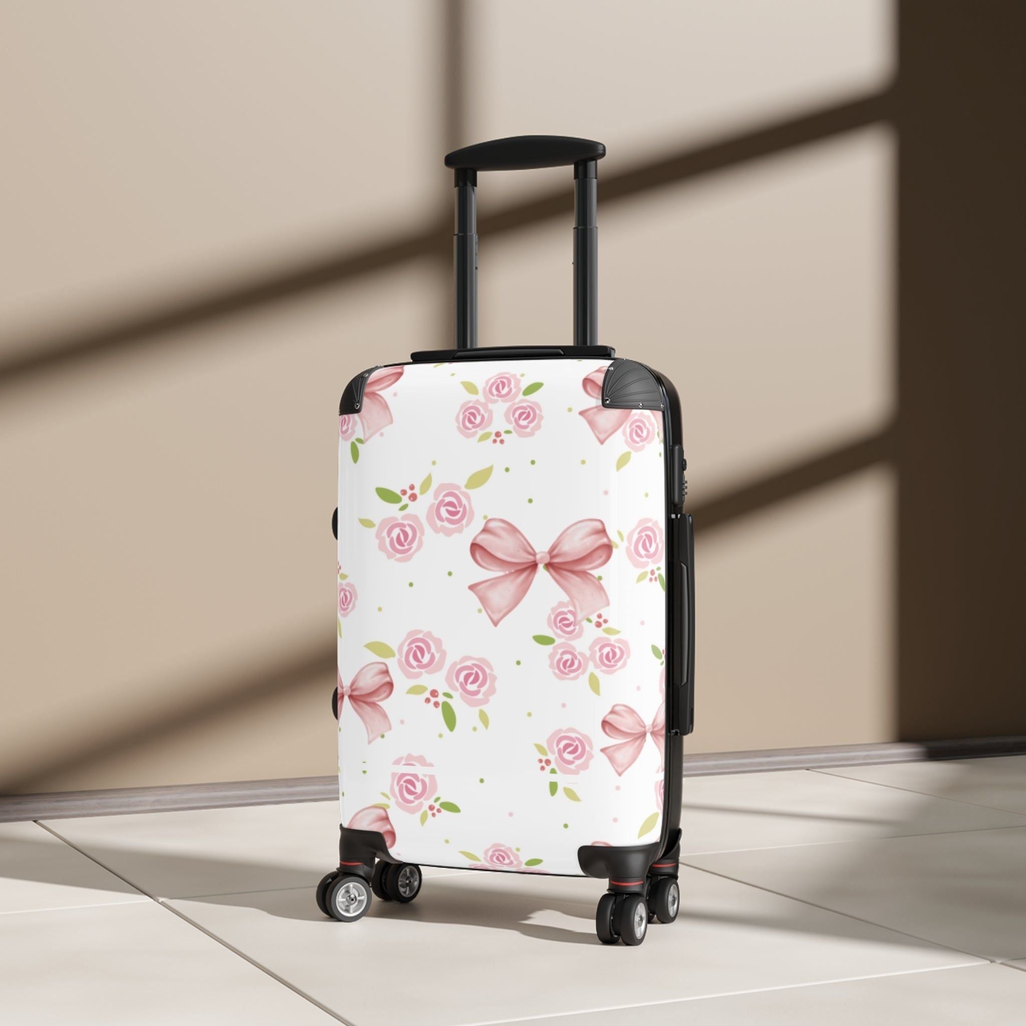 Suitcase - Pink Floral and Bow Design