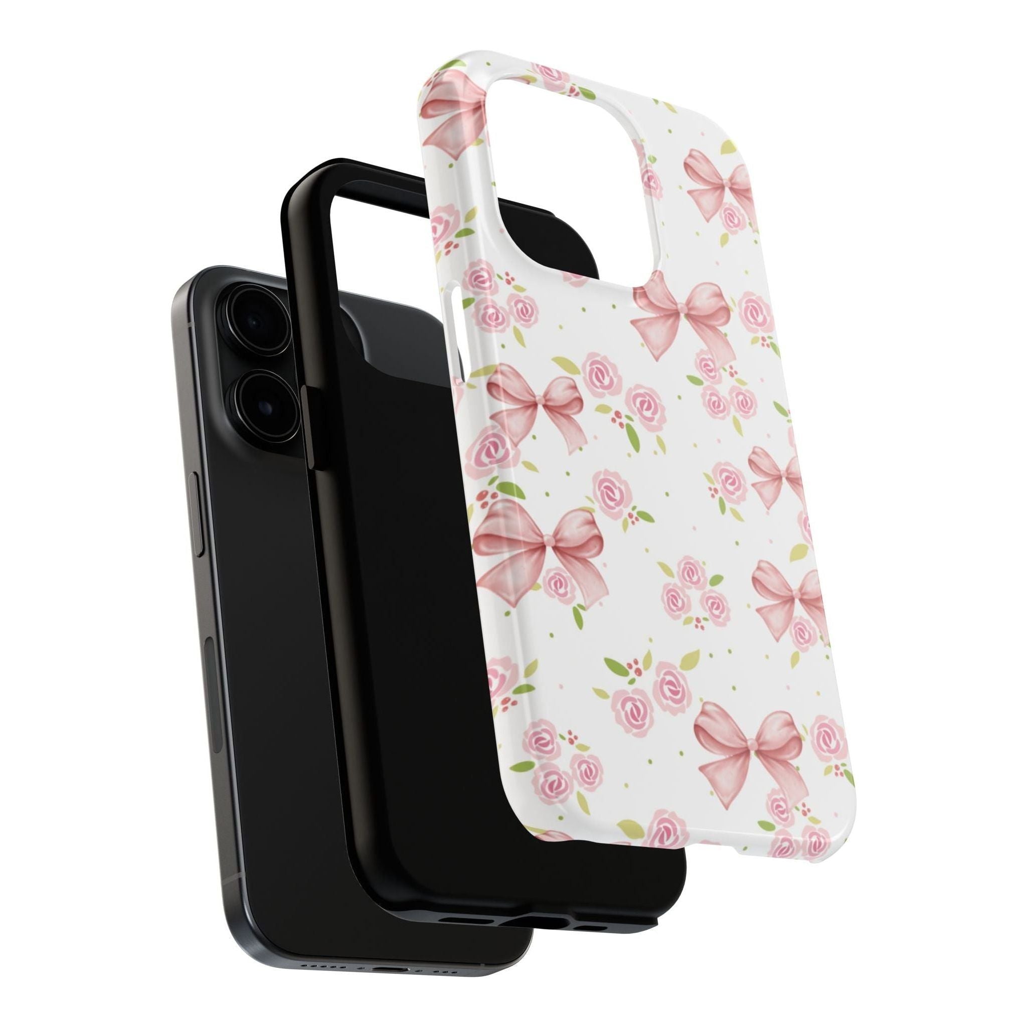 Phone Case - Pink Bow and Floral Design