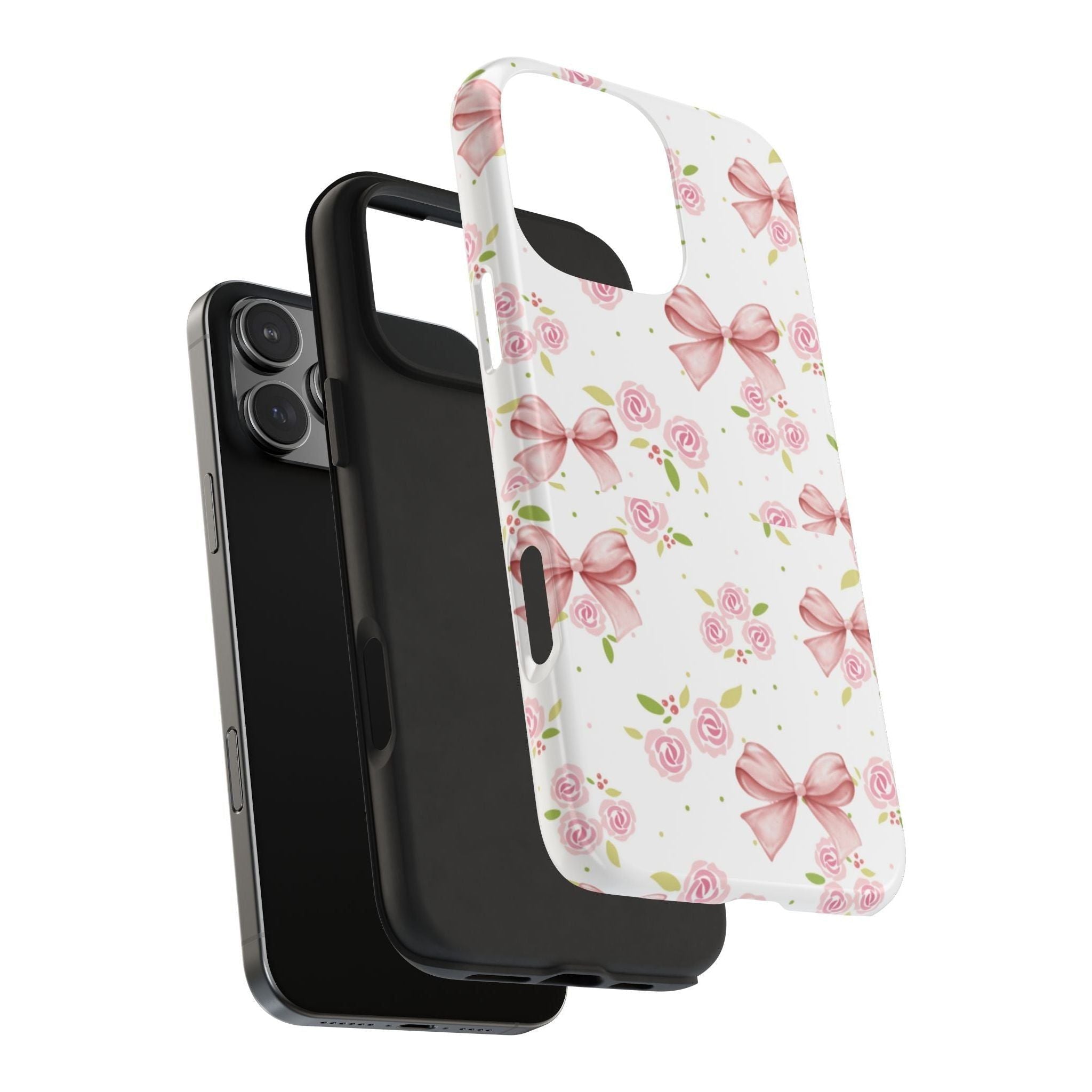 Phone Case - Pink Bow and Floral Design