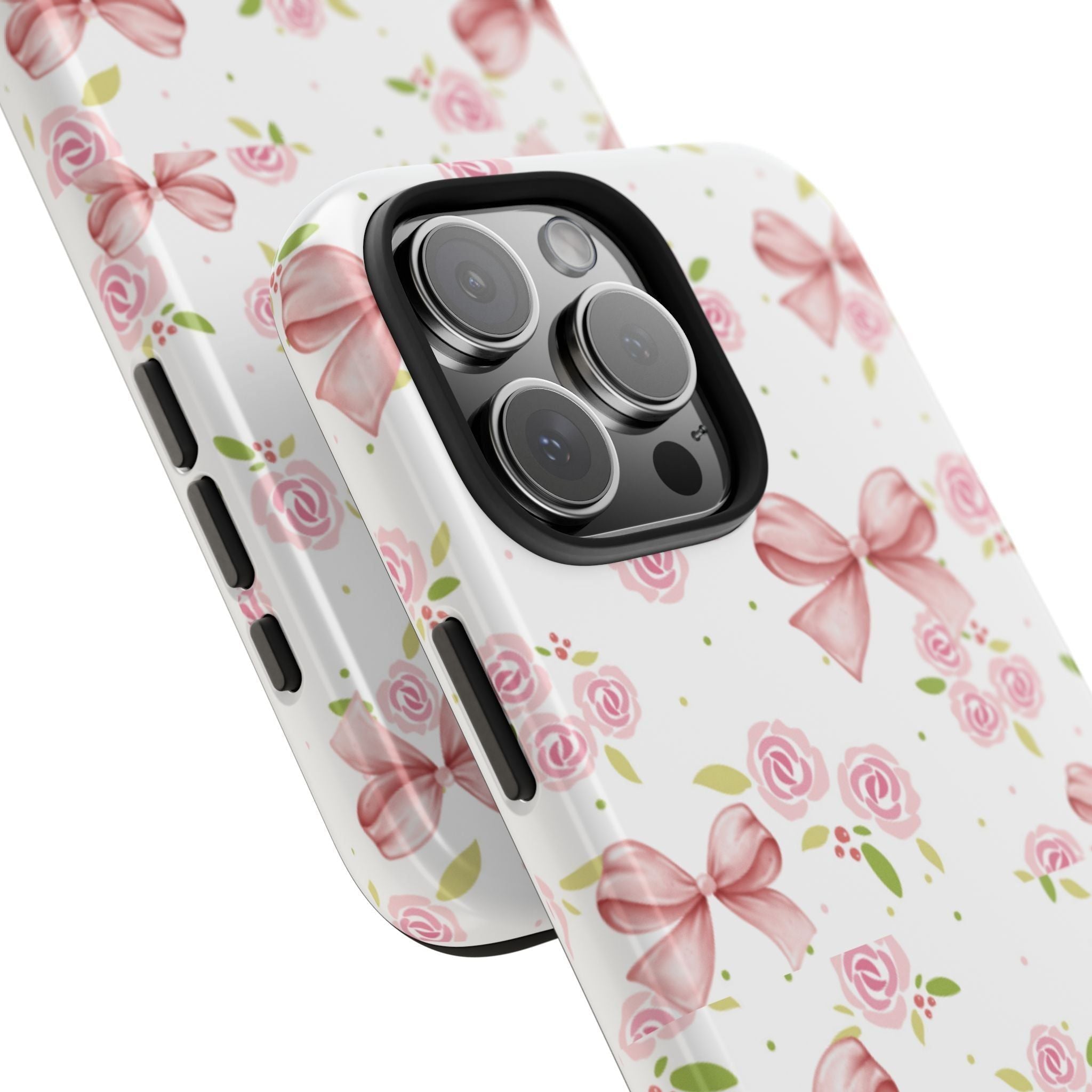 Phone Case - Pink Bow and Floral Design