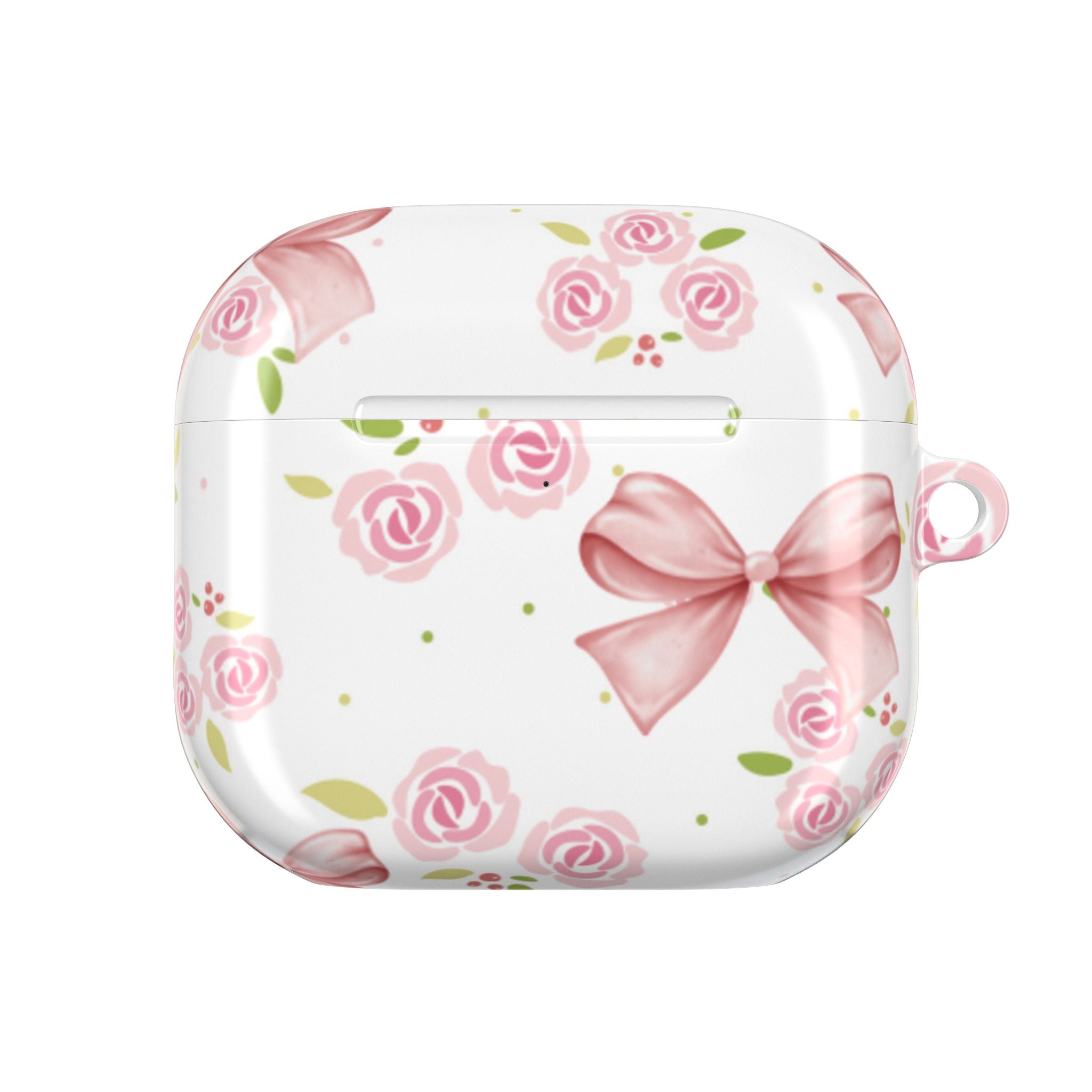 Floral Pink Bow AirPod Case — Roses & Ribbon Protective Cover