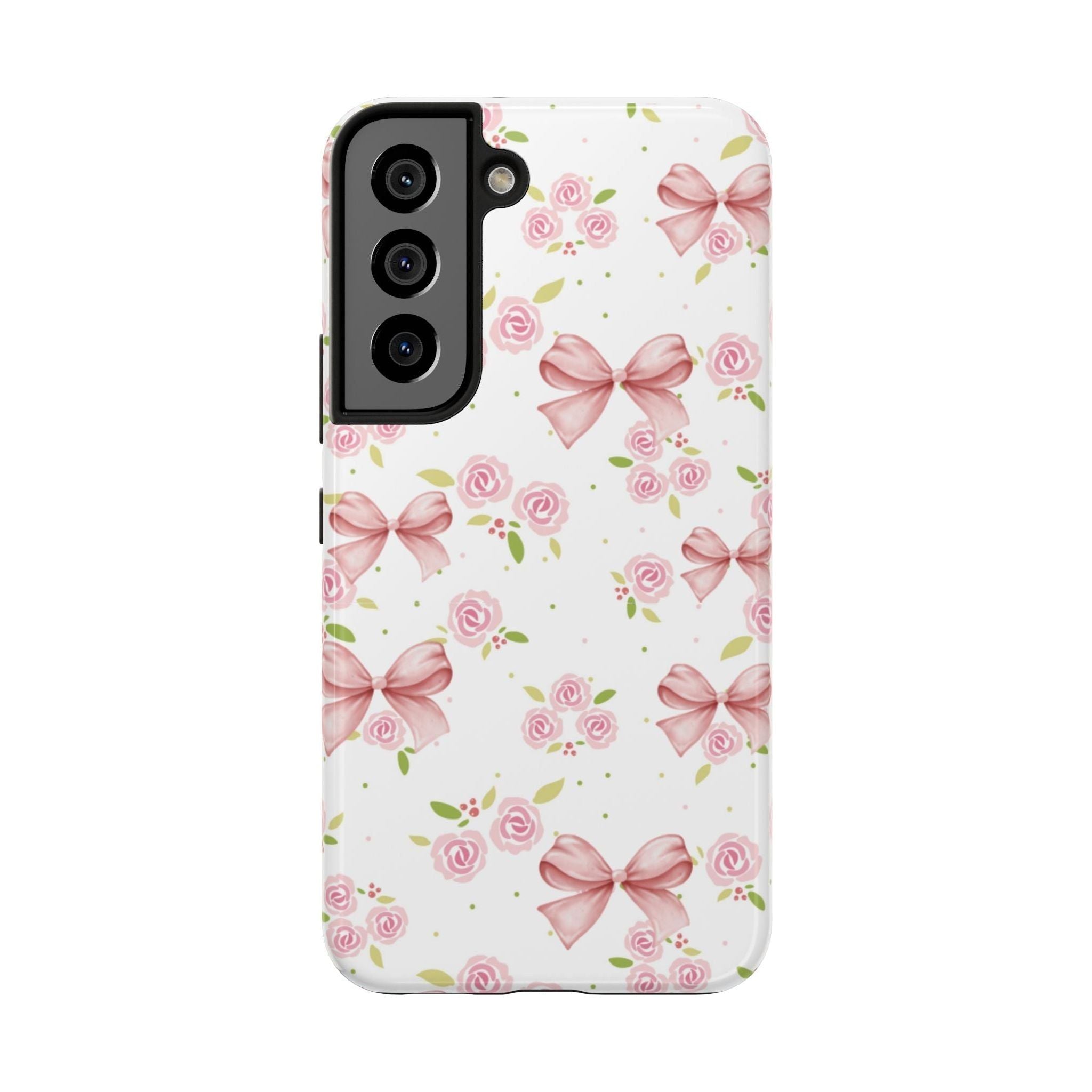 Phone Case - Pink Bow and Floral Design