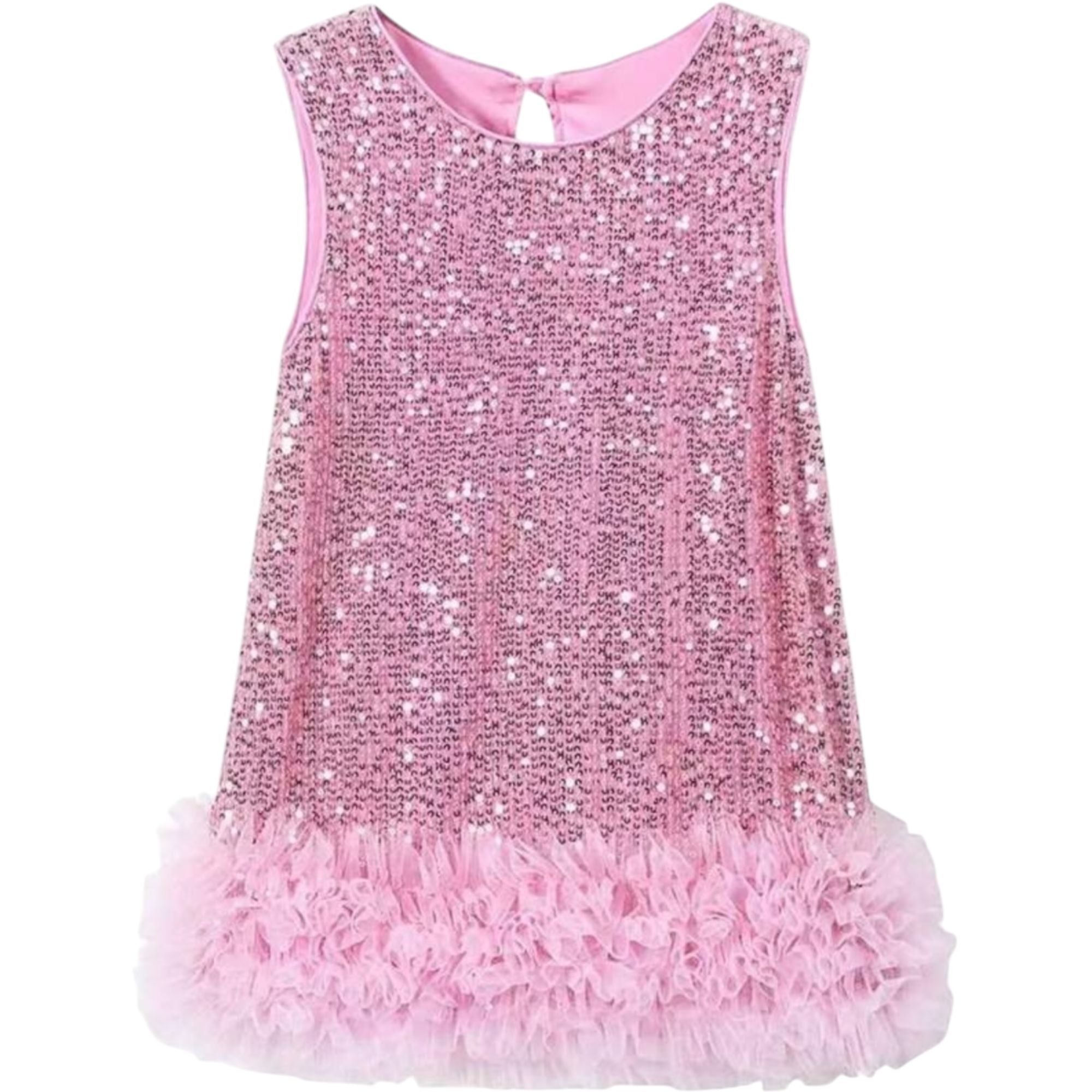 Girls Sequin Tulle Hem Party Dress