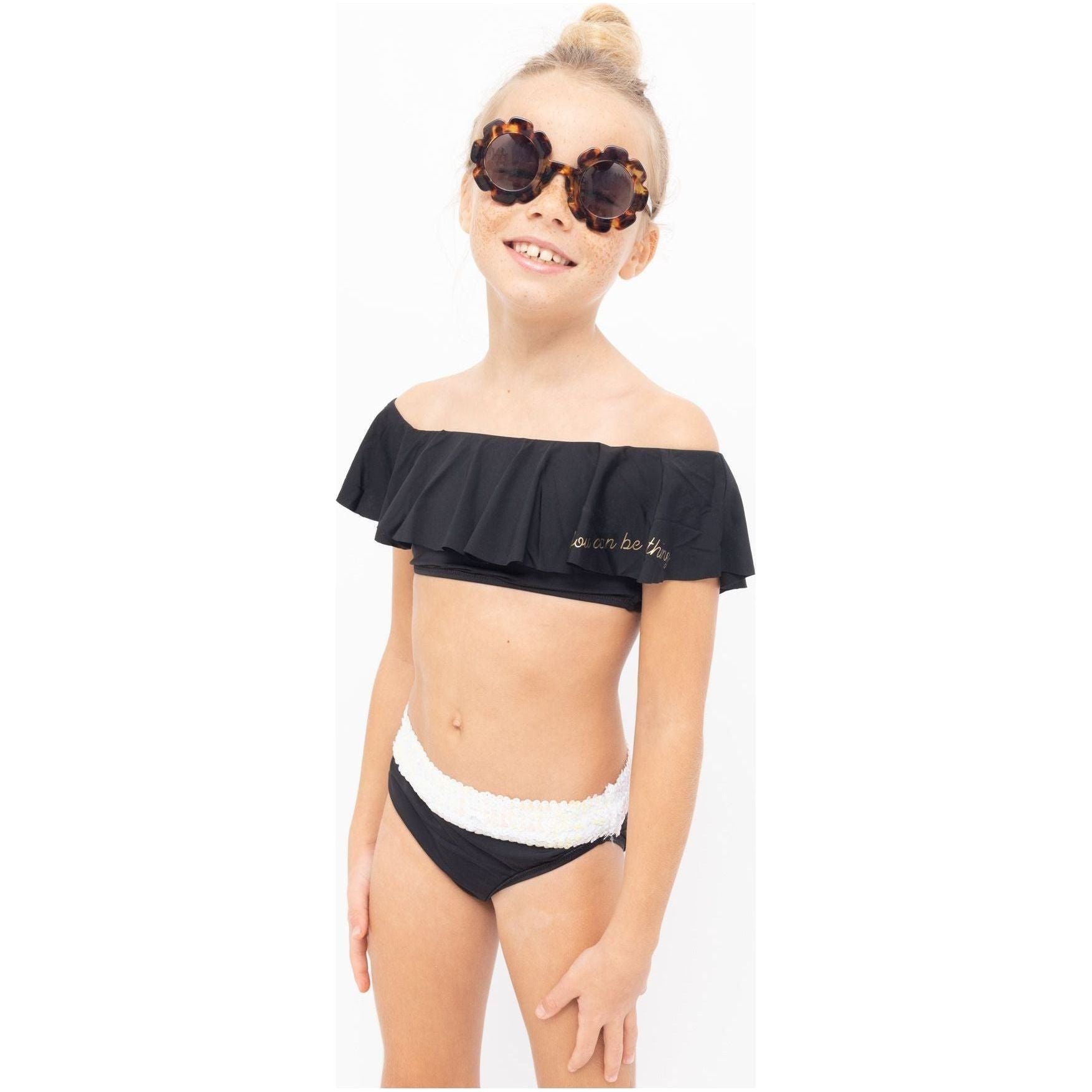 "You Can Be Anything" Black Bikini with Sequin belt