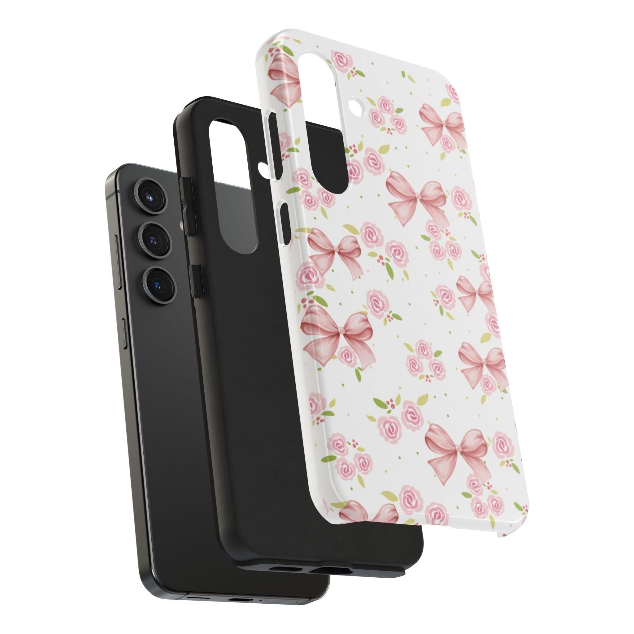 Phone Case - Pink Bow and Floral Design