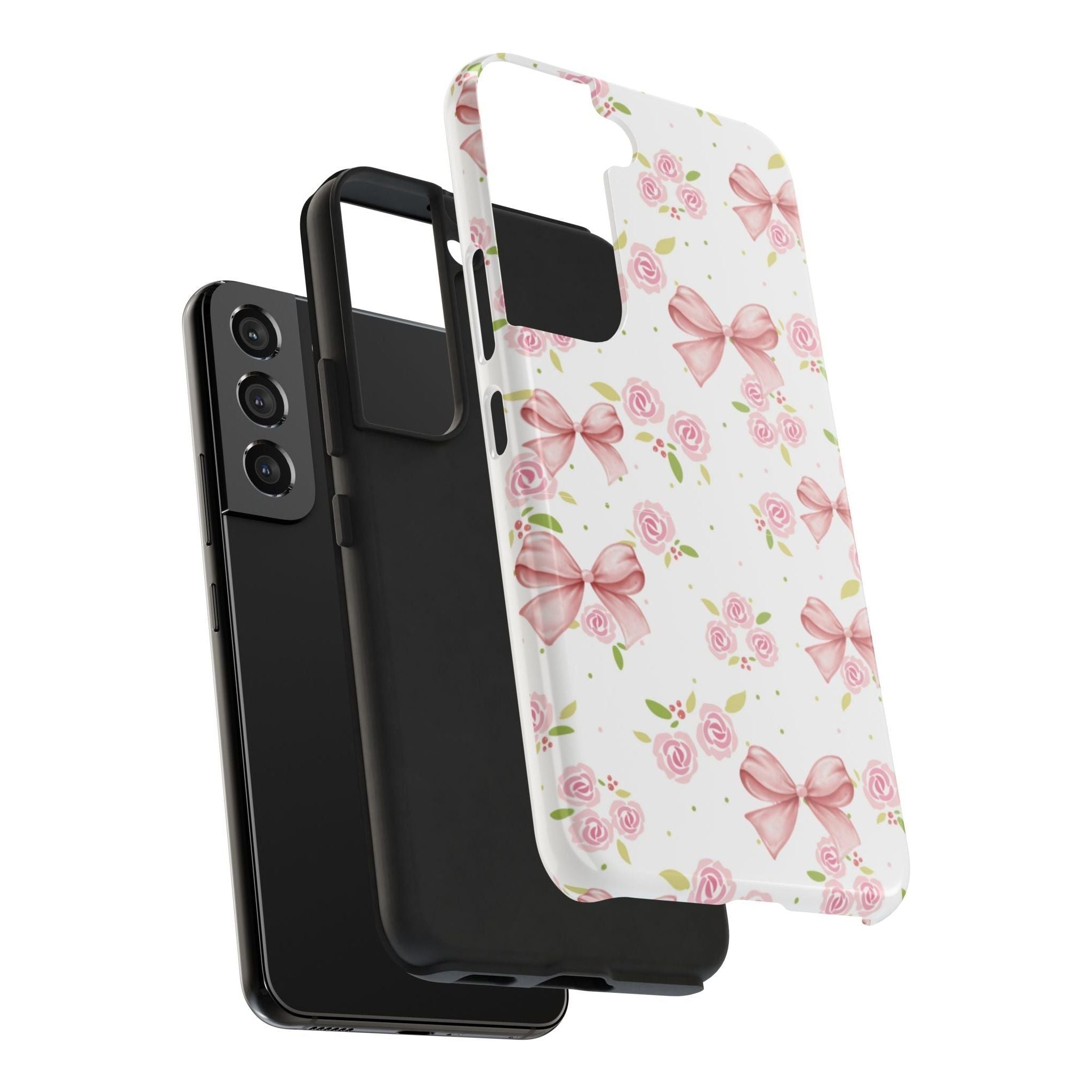 Phone Case - Pink Bow and Floral Design