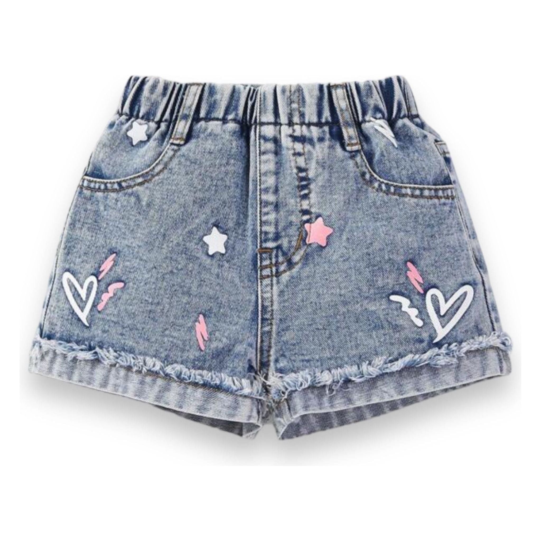 Denim Shorts with Hearts