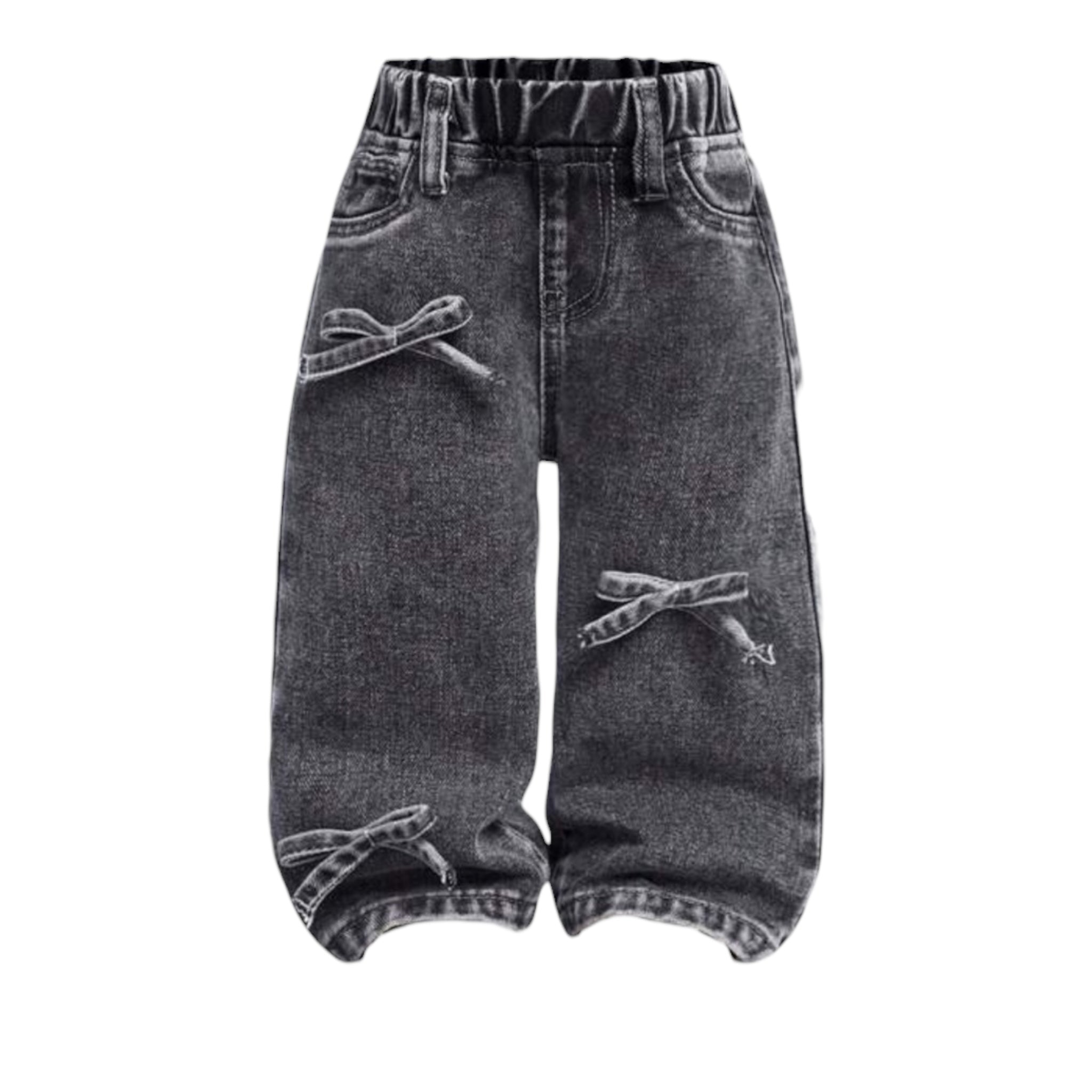 Baby Girls Bow Detail Relaxed Fit Denim Jeans