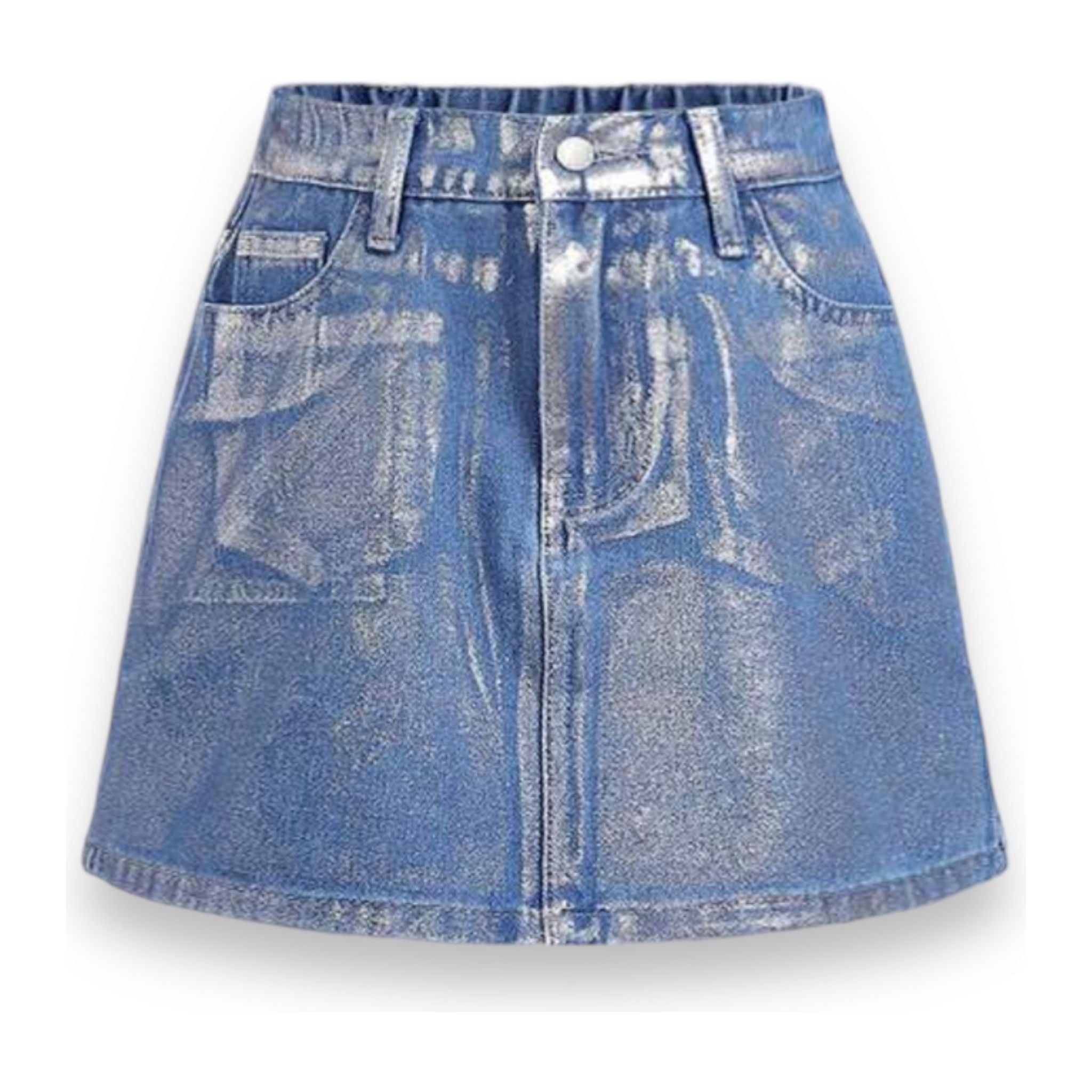 Metallic Denim Skirt