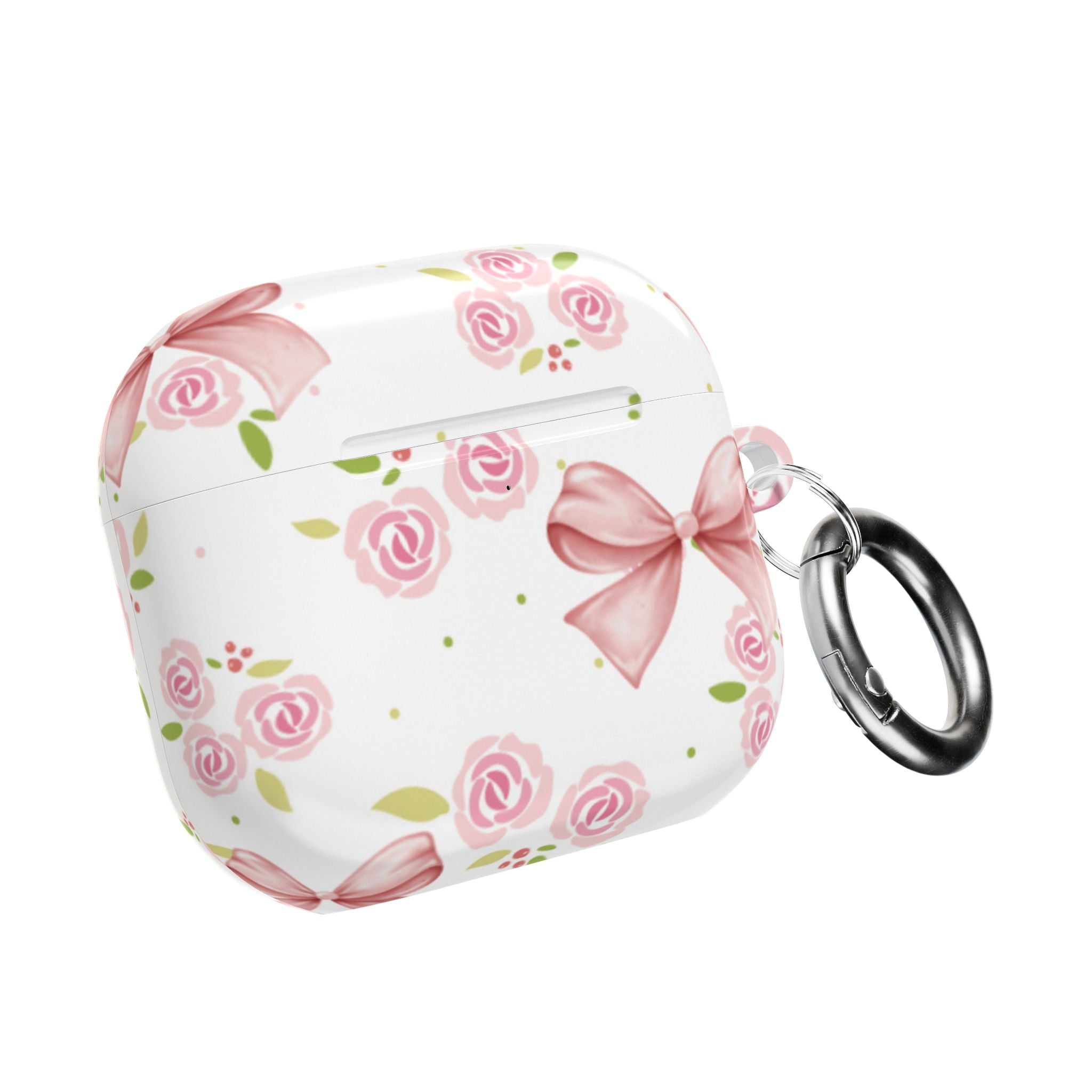 Floral Pink Bow AirPod Case — Roses & Ribbon Protective Cover