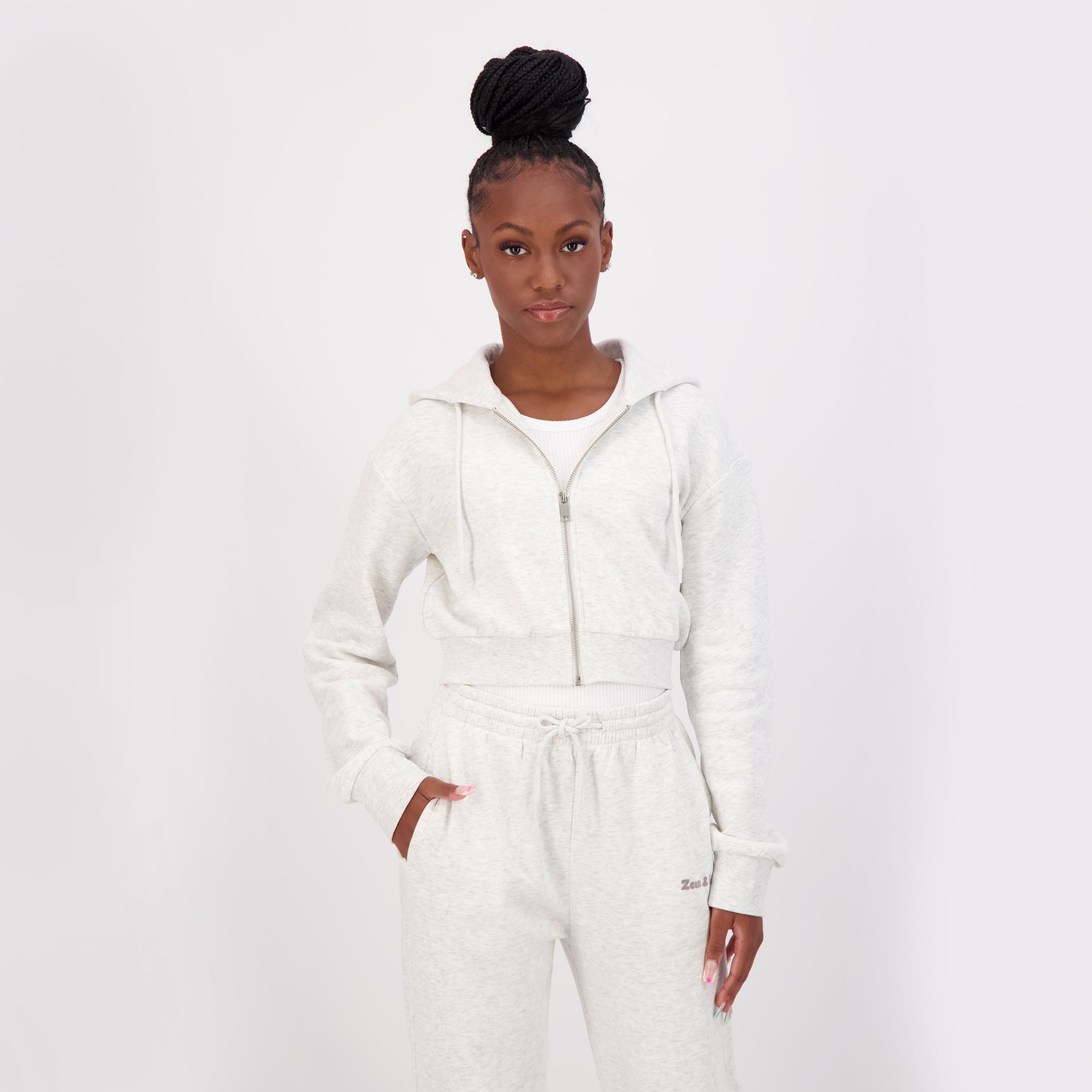 Cropped Zip Up Hoodie