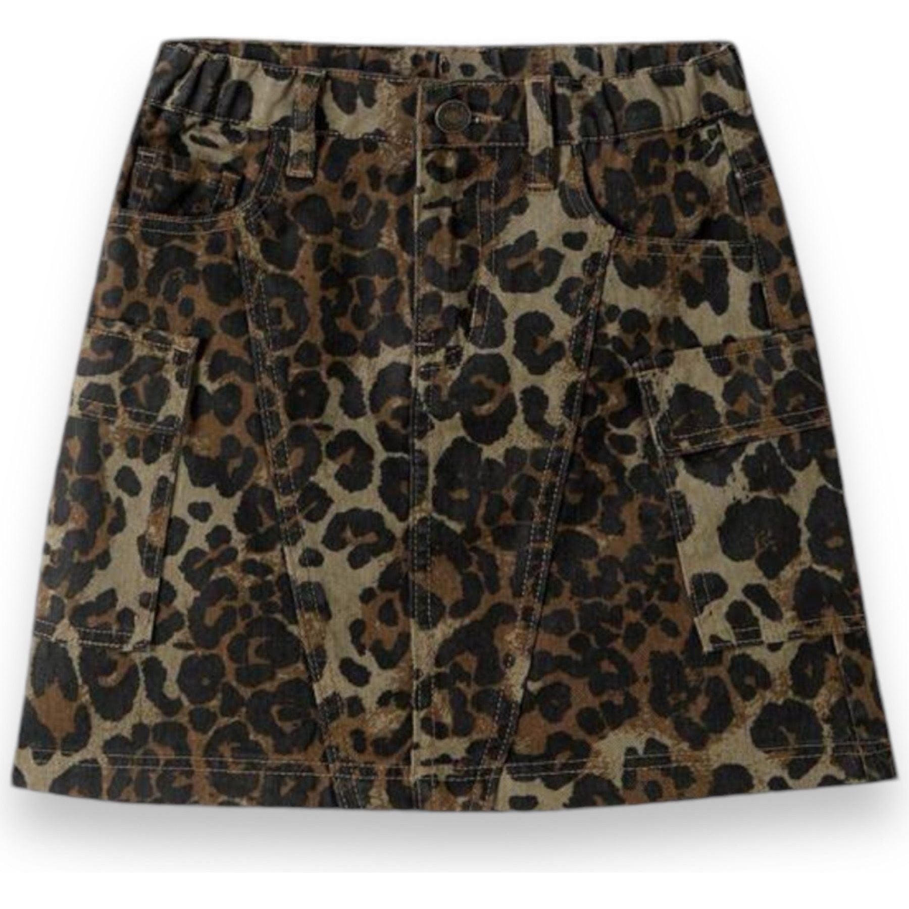 Leopard Denim Skirt