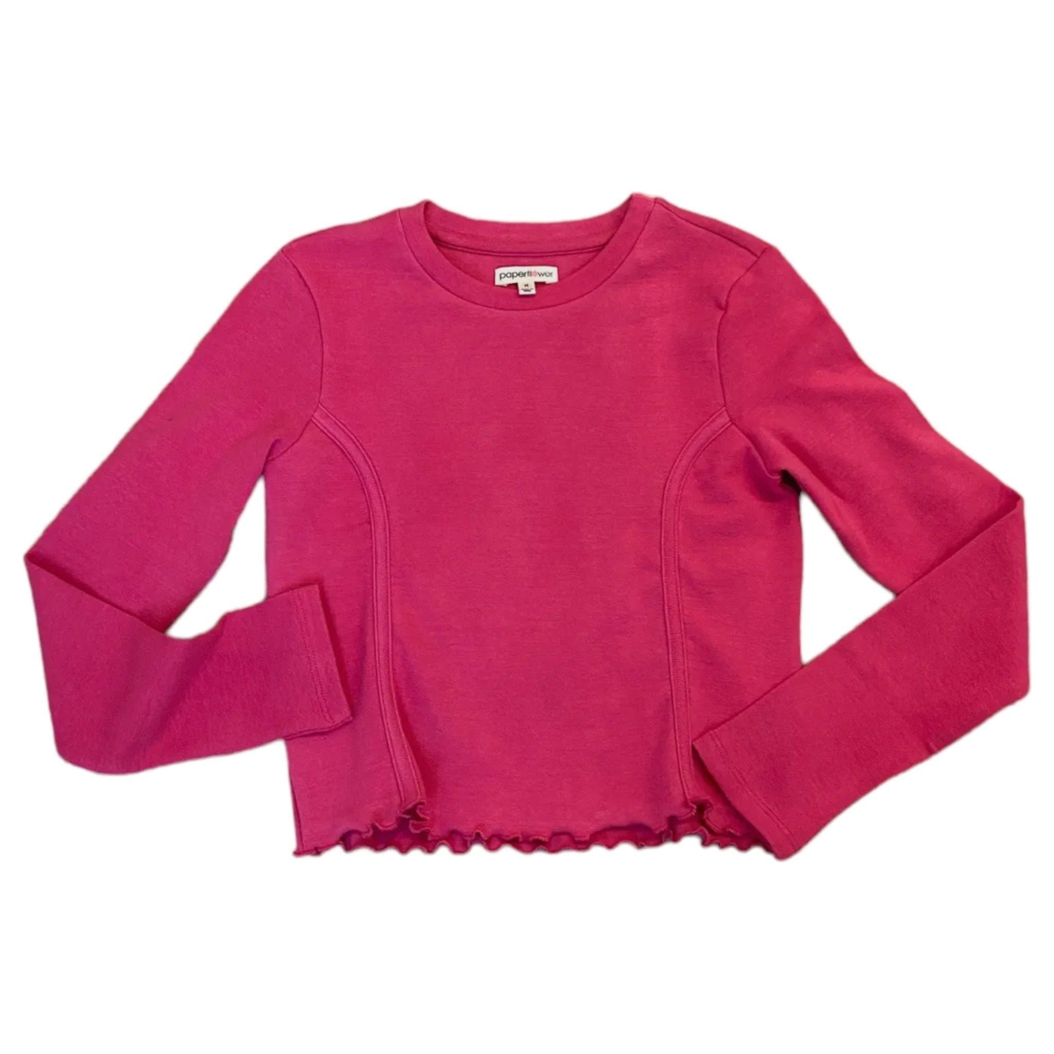 Girls' Cropped Ribbed Long Sleeve Shirt