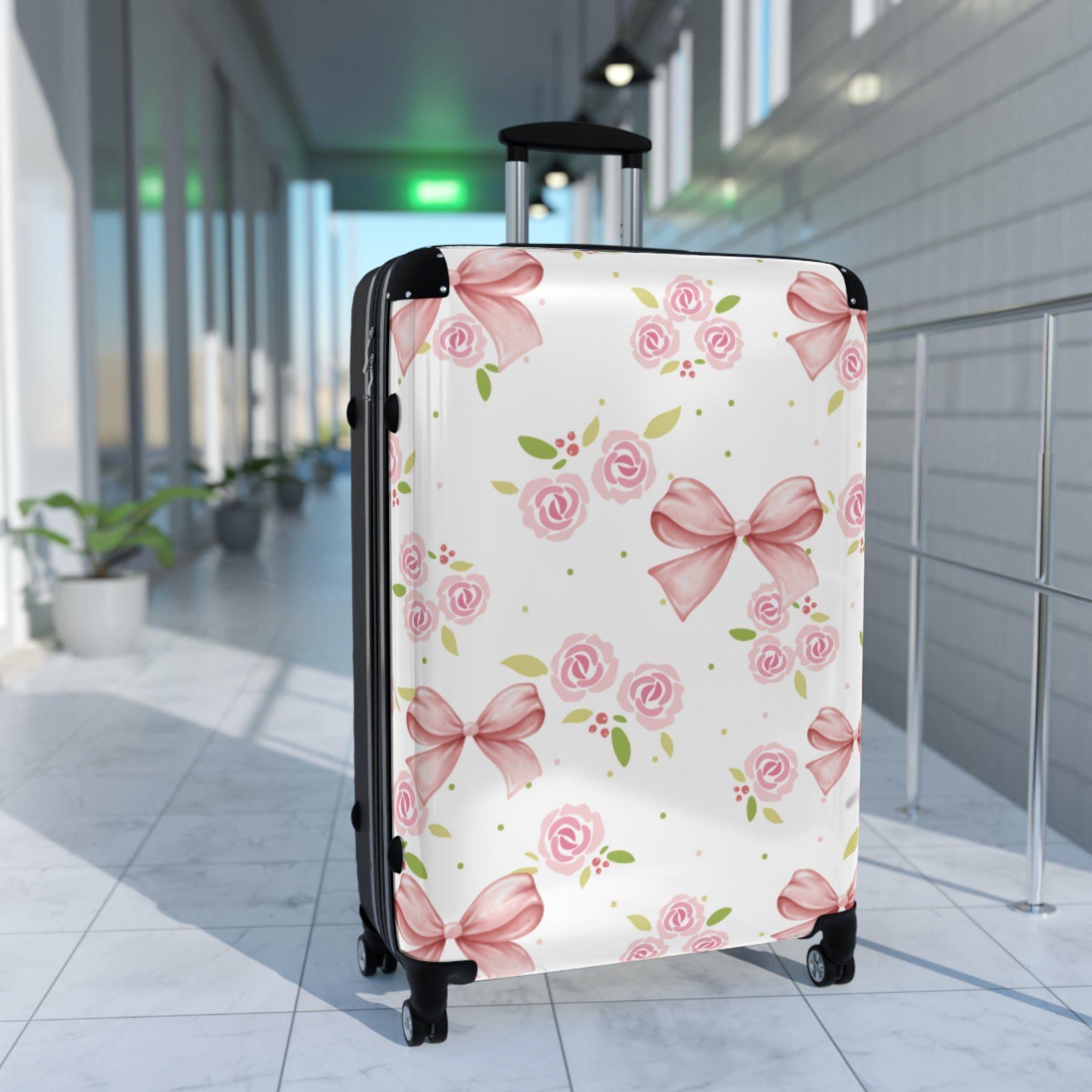 Suitcase - Pink Floral and Bow Design