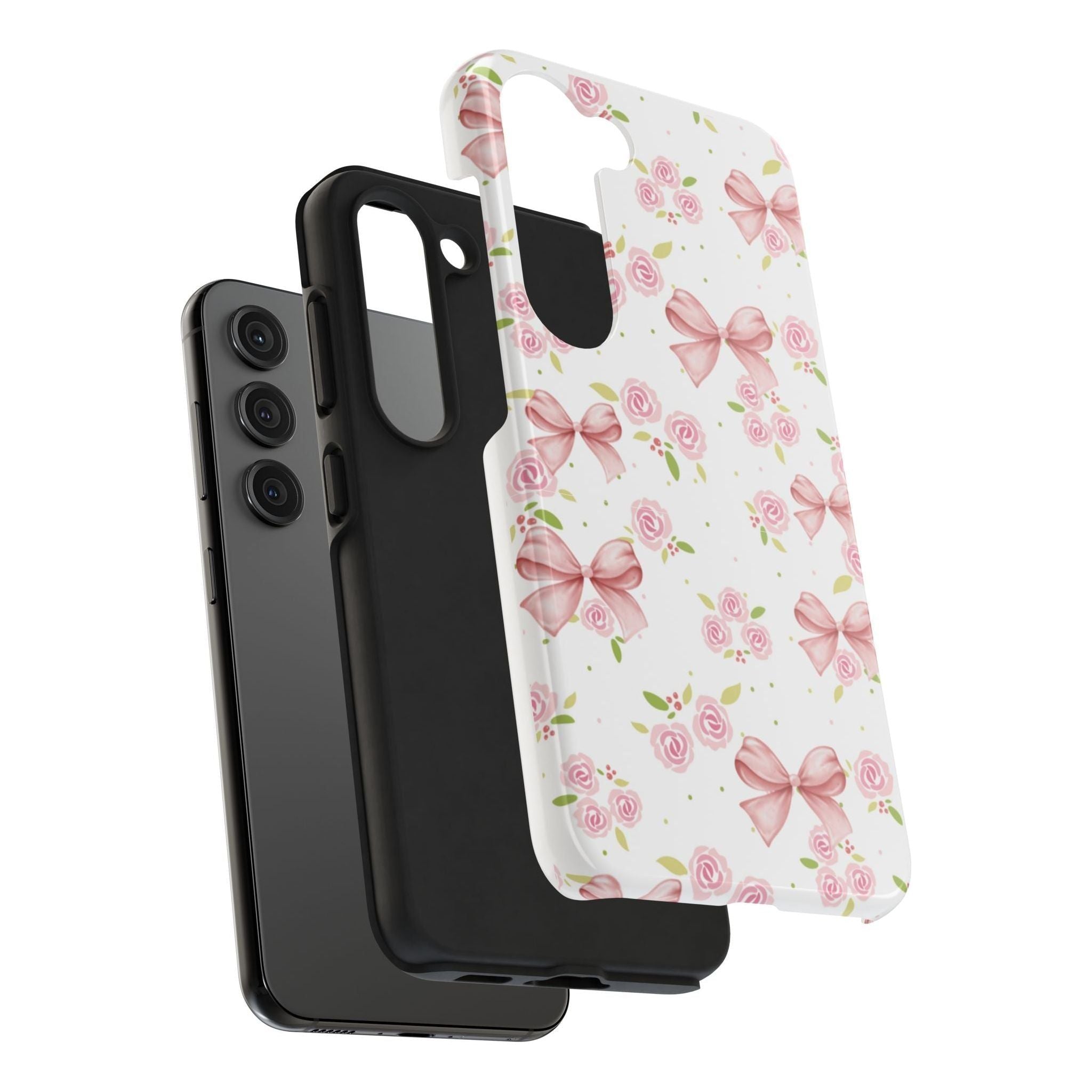 Phone Case - Pink Bow and Floral Design