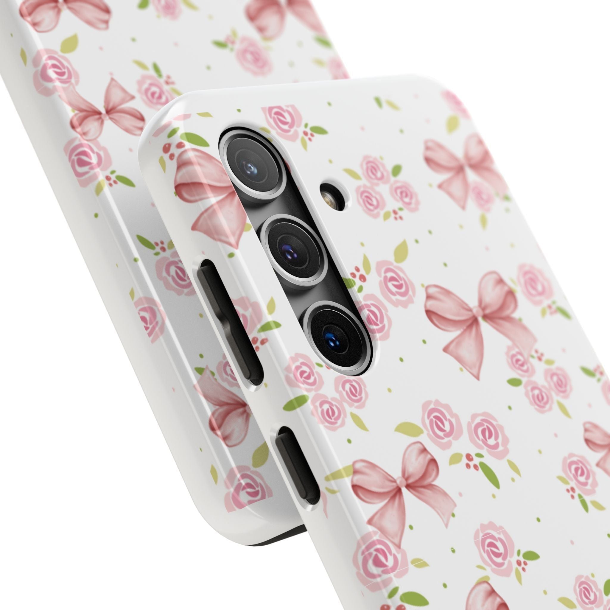 Phone Case - Pink Bow and Floral Design