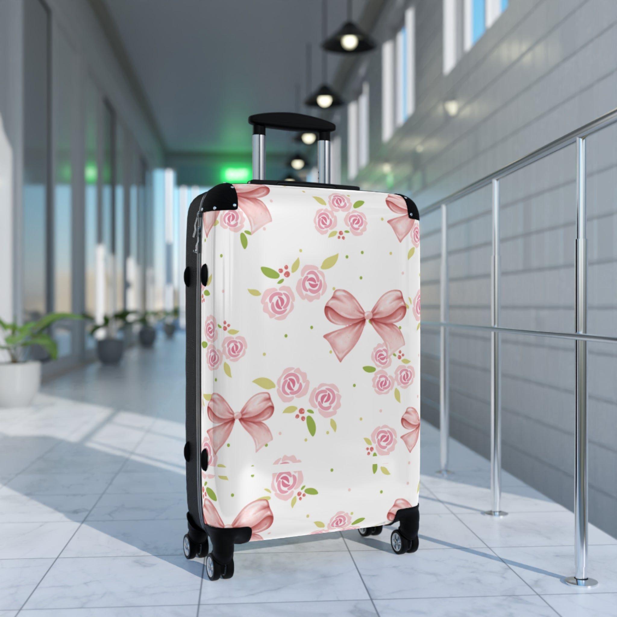 Suitcase - Pink Floral and Bow Design