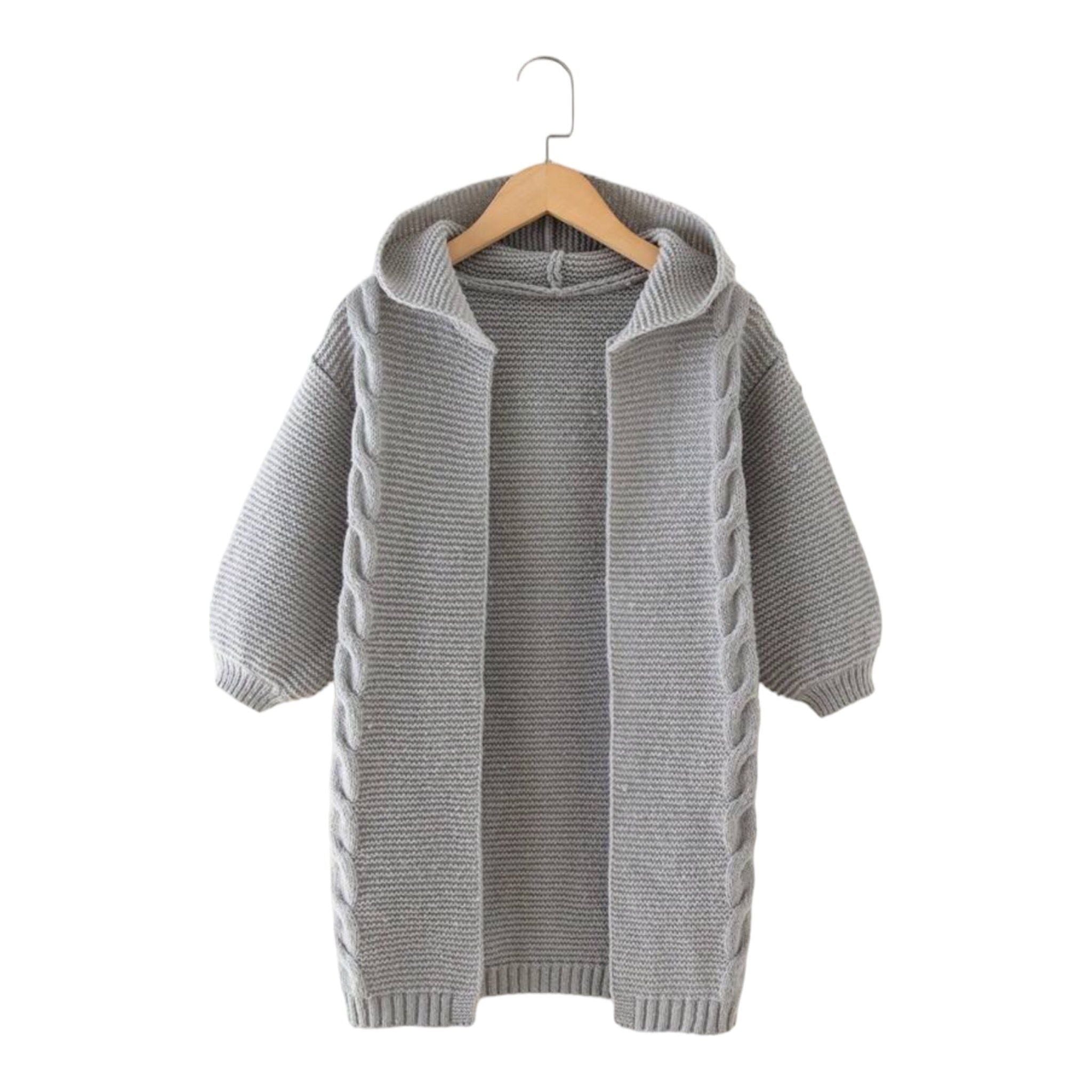 Girls Cable Knit Hooded Cardigan