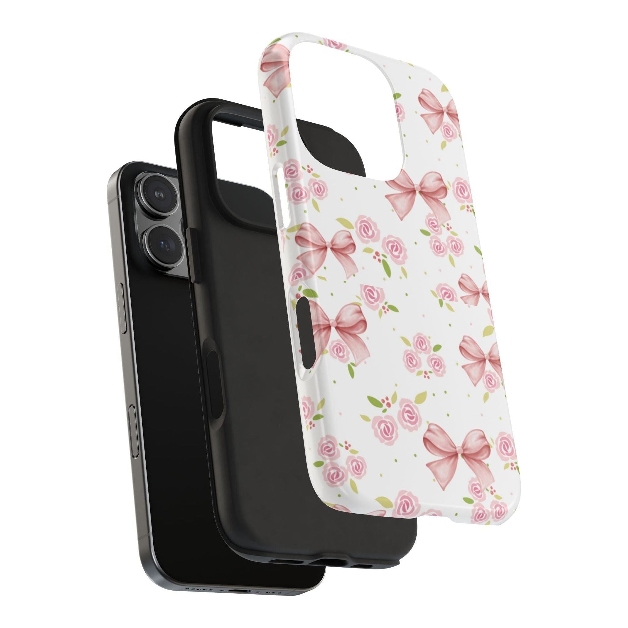 Phone Case - Pink Bow and Floral Design