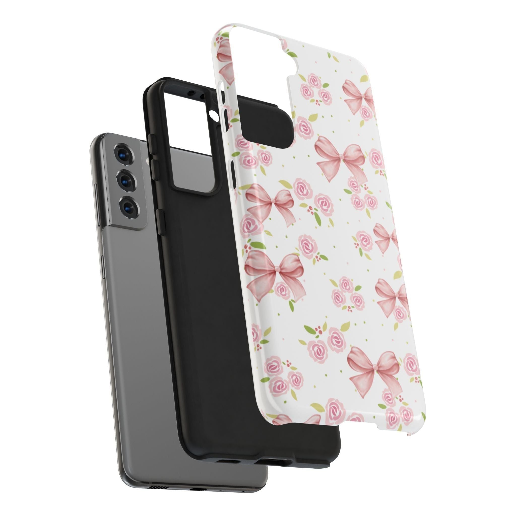 Phone Case - Pink Bow and Floral Design