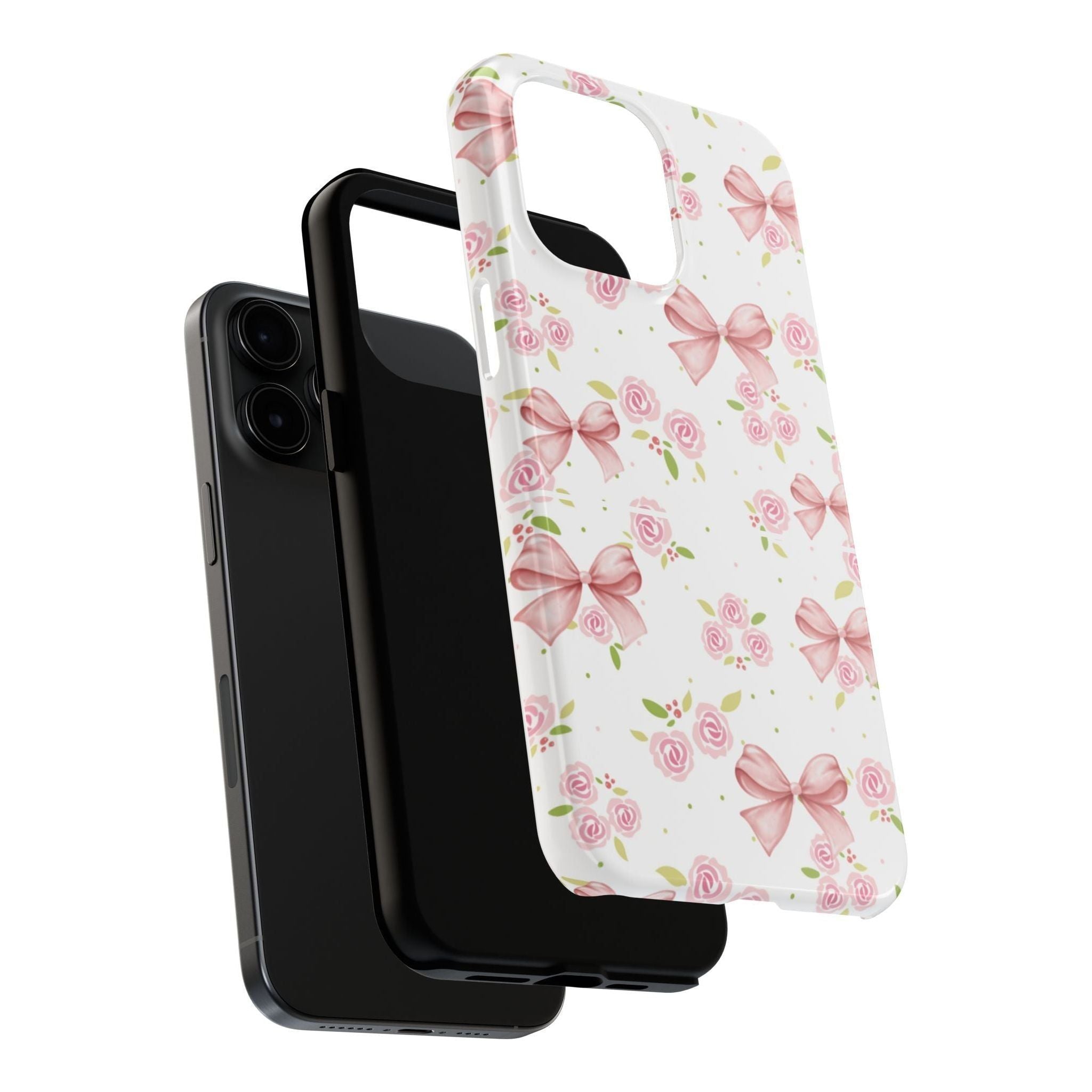 Phone Case - Pink Bow and Floral Design
