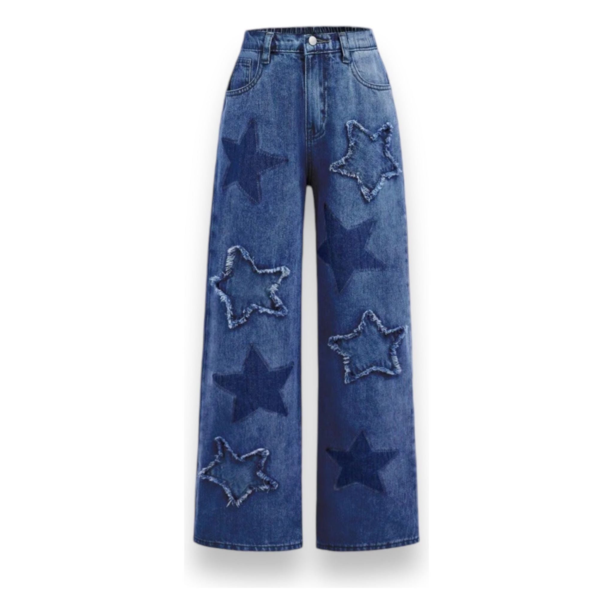 Distressed Star Dark Wash Jeans