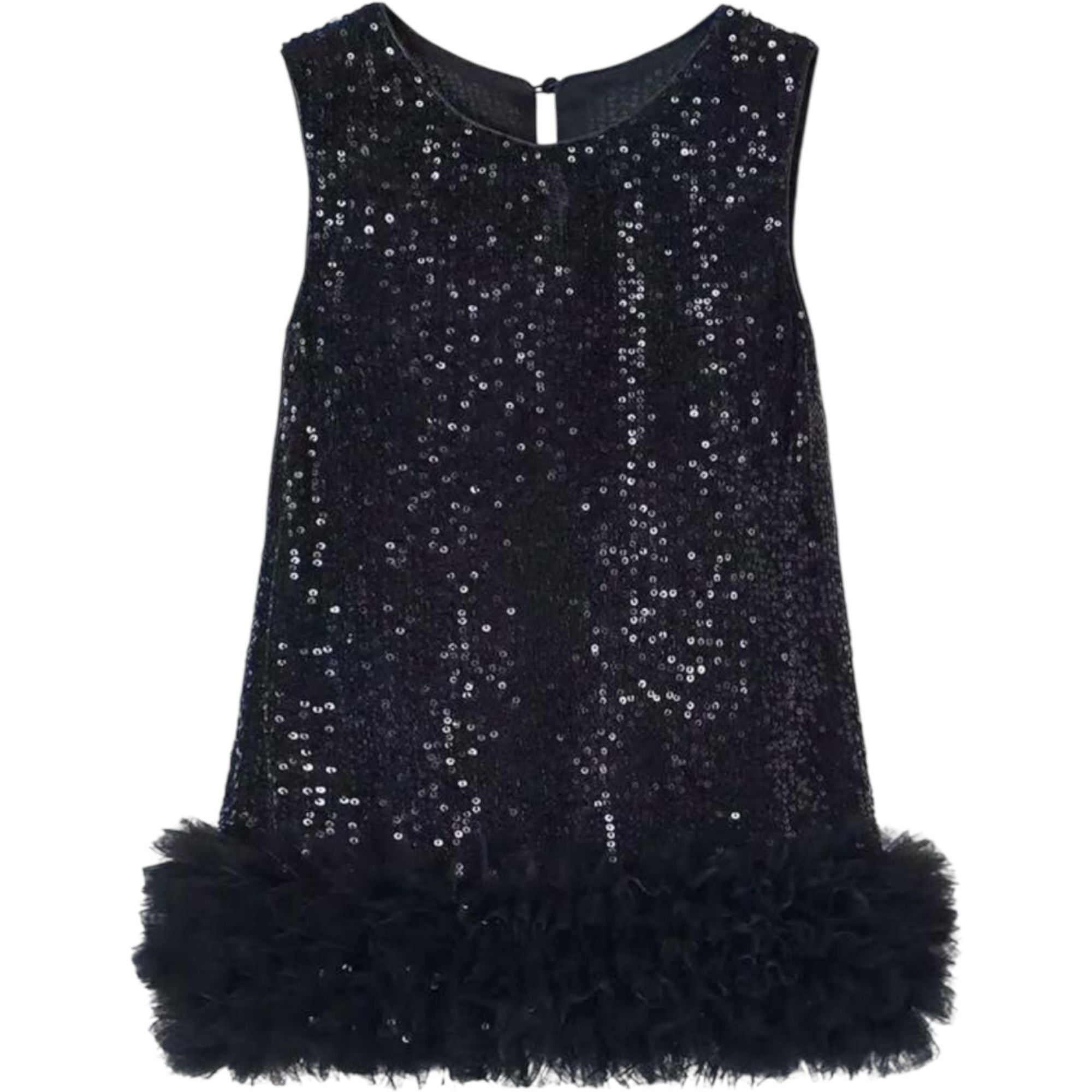 Girls Sequin Tulle Hem Party Dress