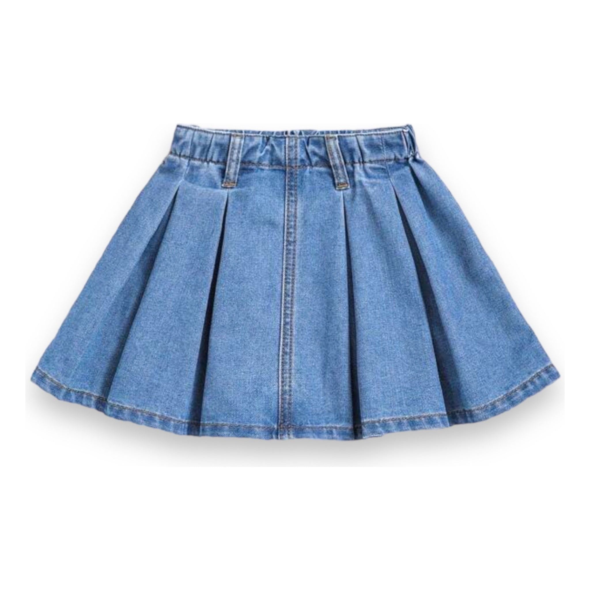 Pleated Denim Skirt