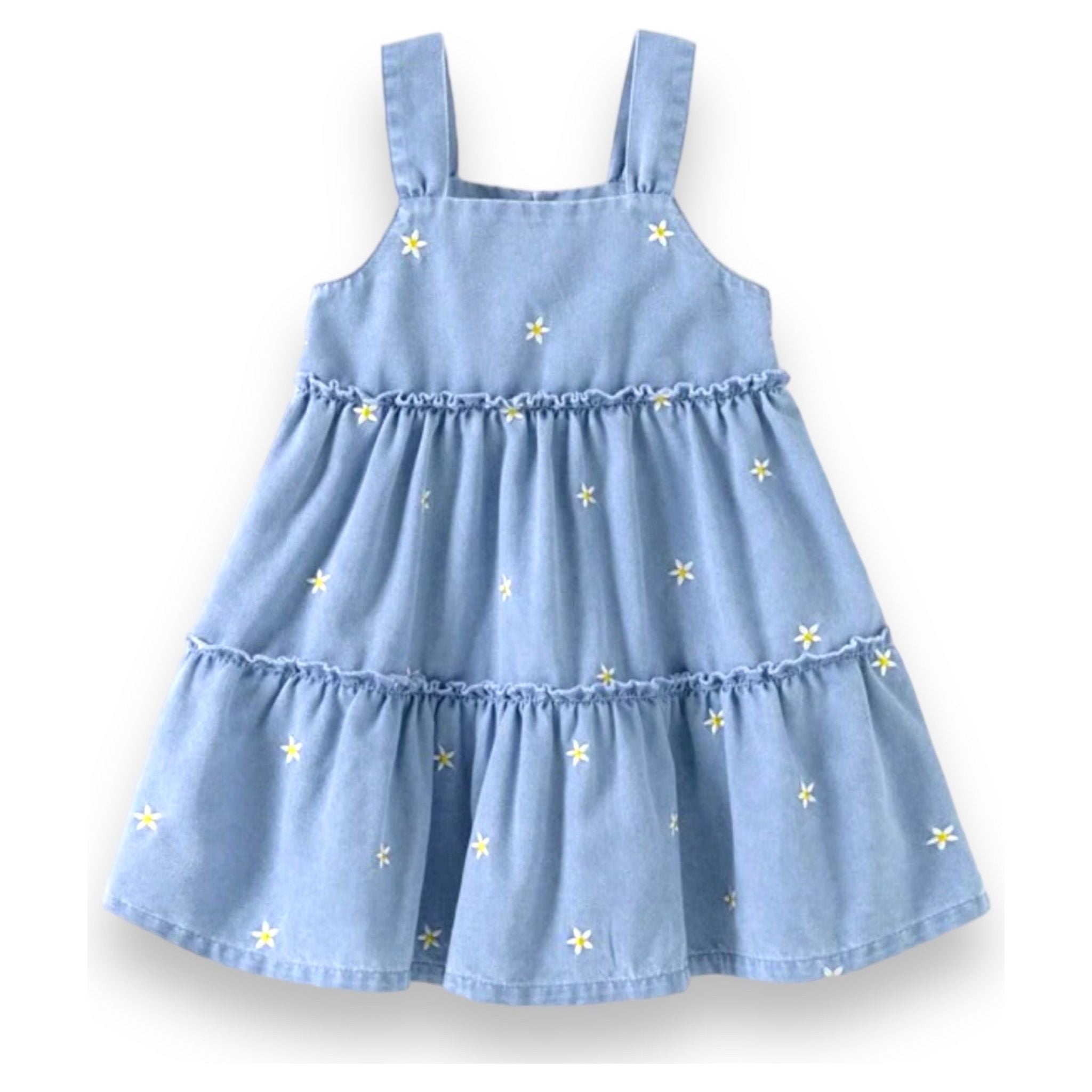 Denim Embroidered Daisy Dress