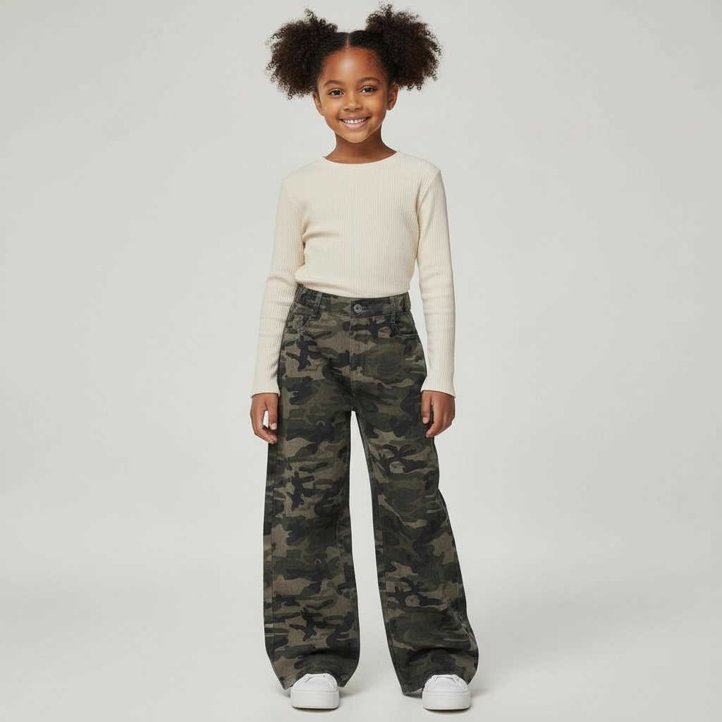 Girls Camo Wide Leg Pants