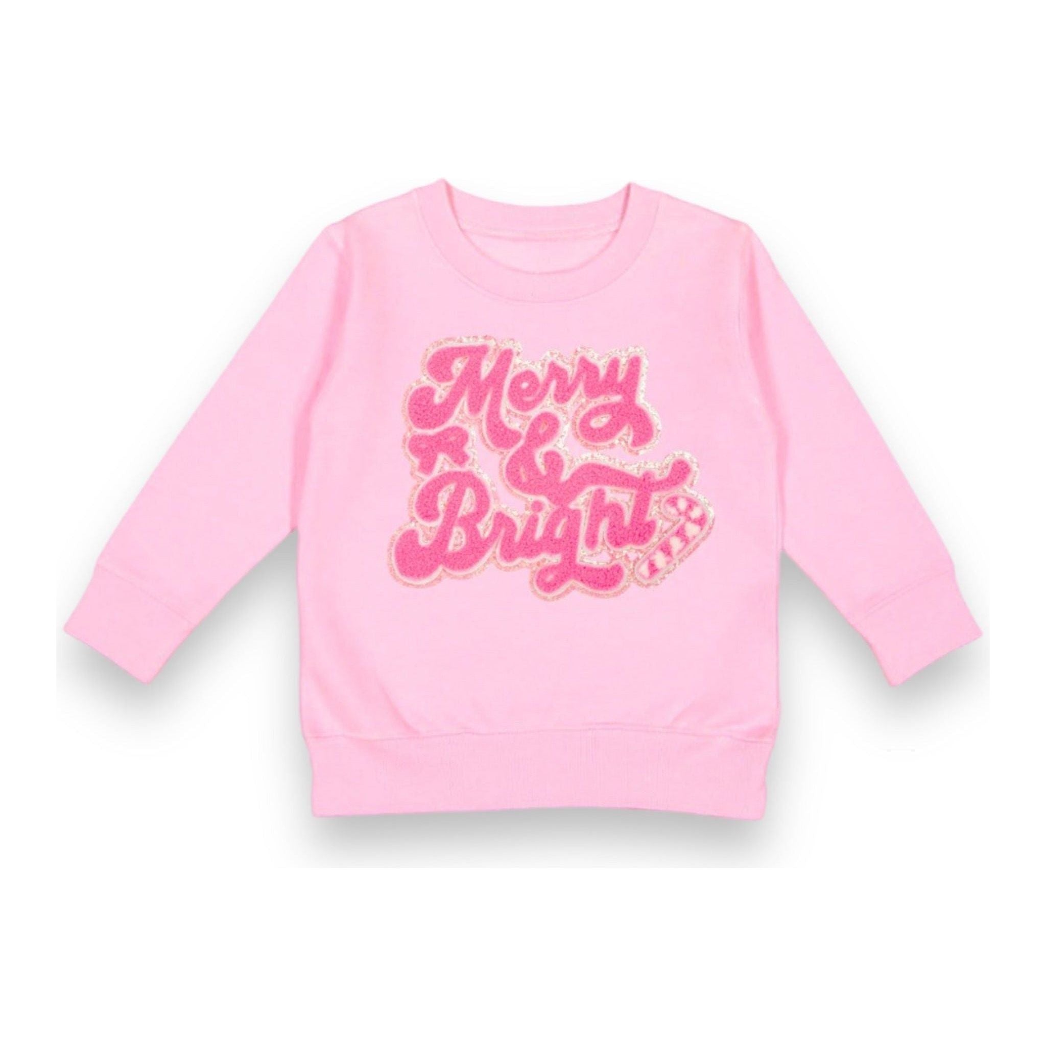 Merry & Bright Christmas Sweatshirt - Pink