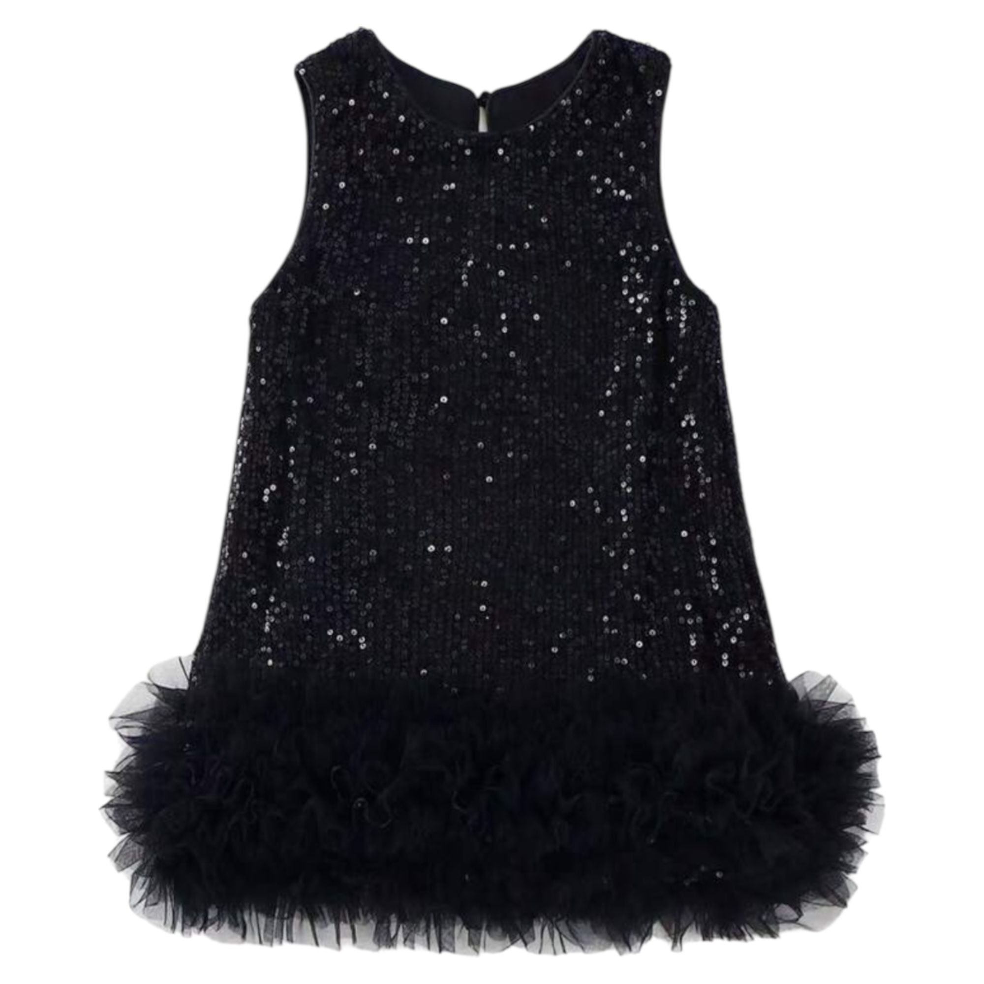 Girls Sequin Tulle Hem Party Dress