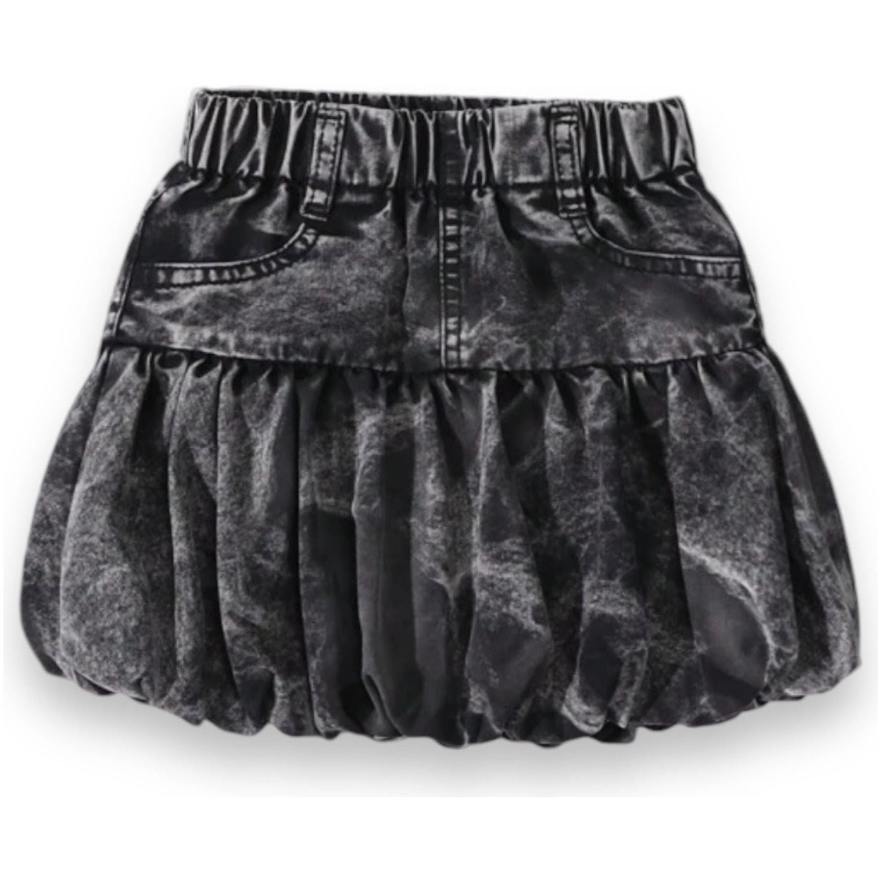 Black Denim Bubble Skirt