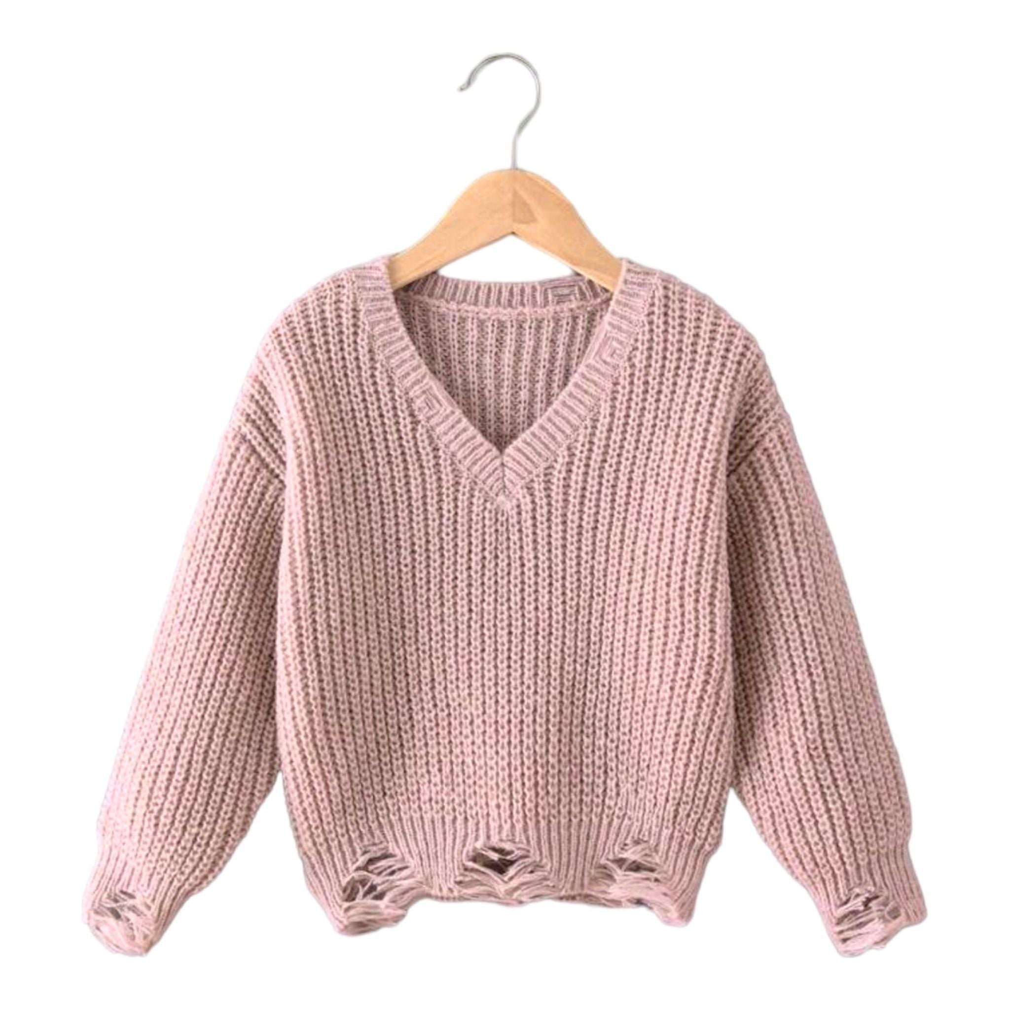 Girls Distressed Sweater