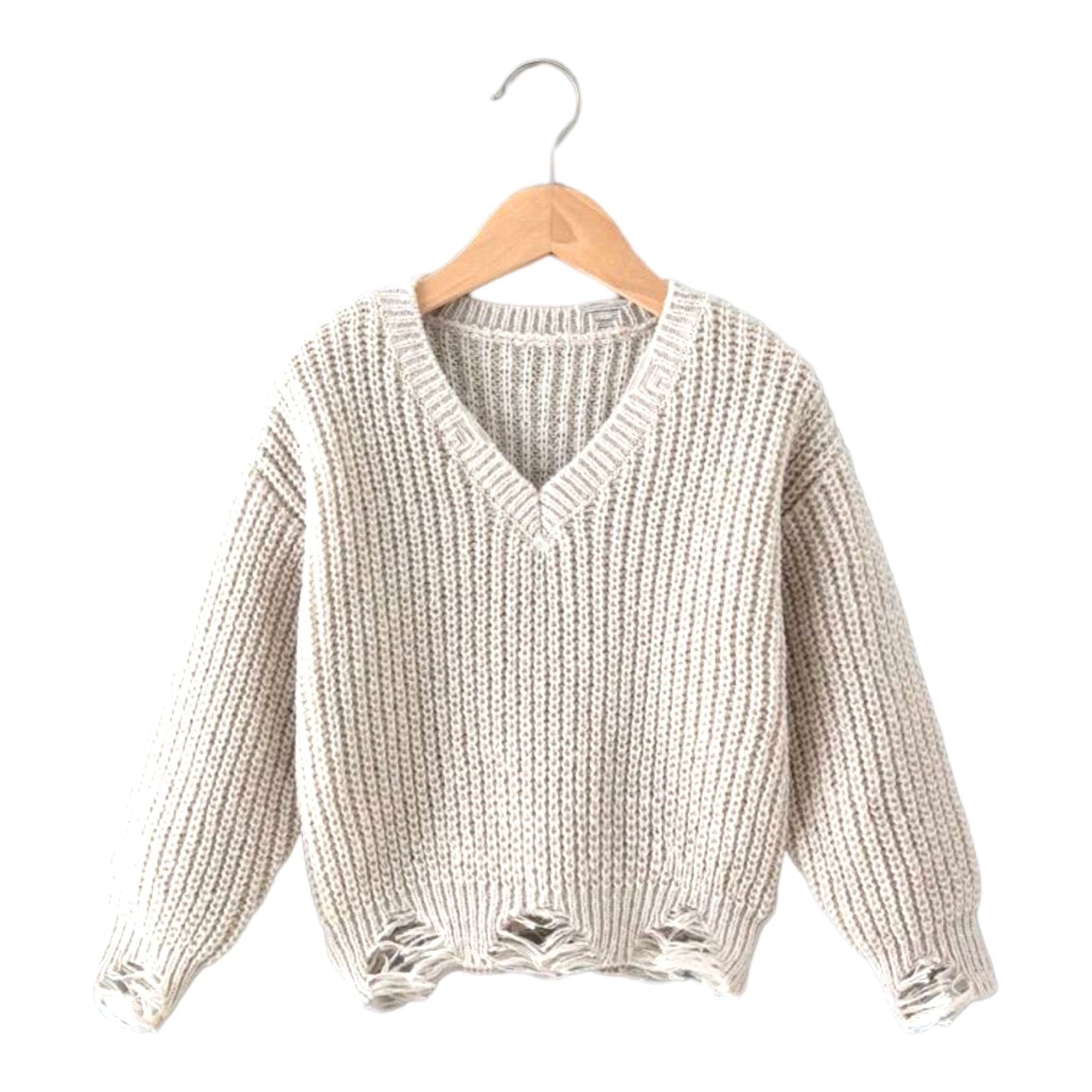 Girls Distressed Sweater