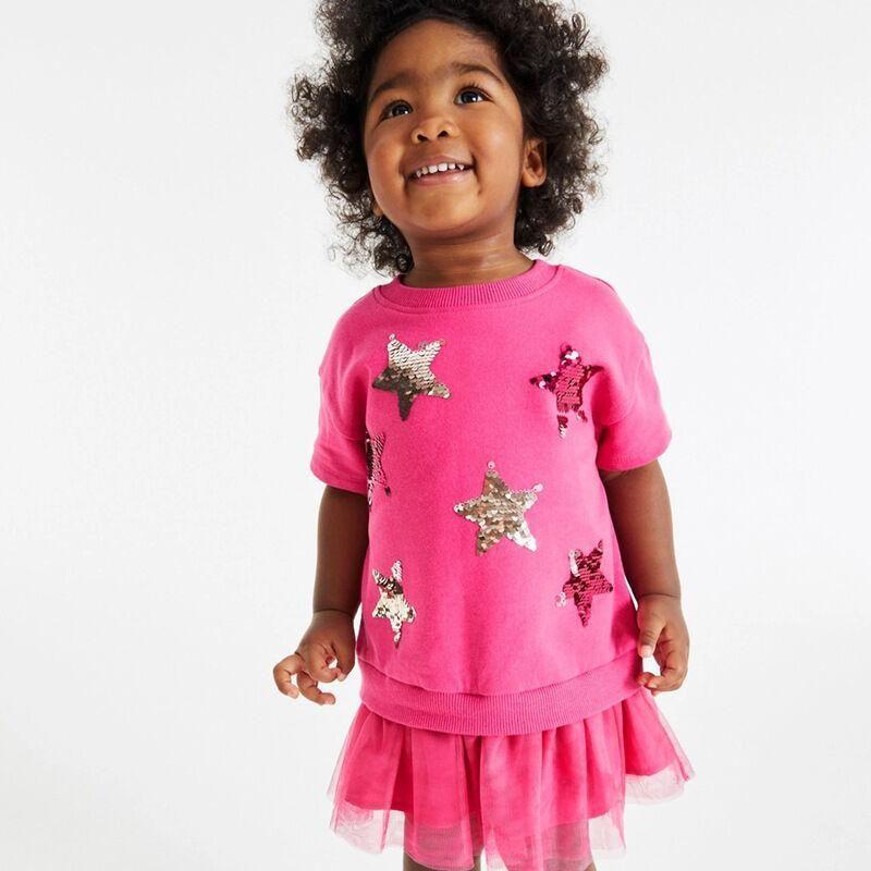 Star Sequin Sweatshirt Dress