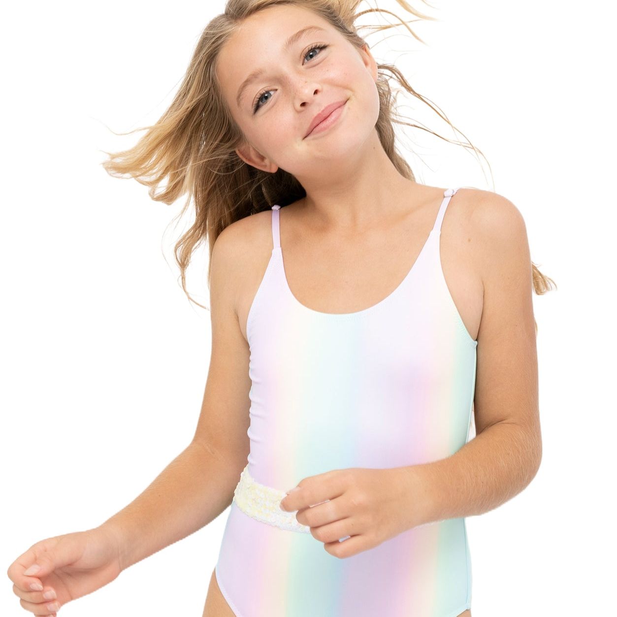 Rainbow Adjustable Straps Swimsuit