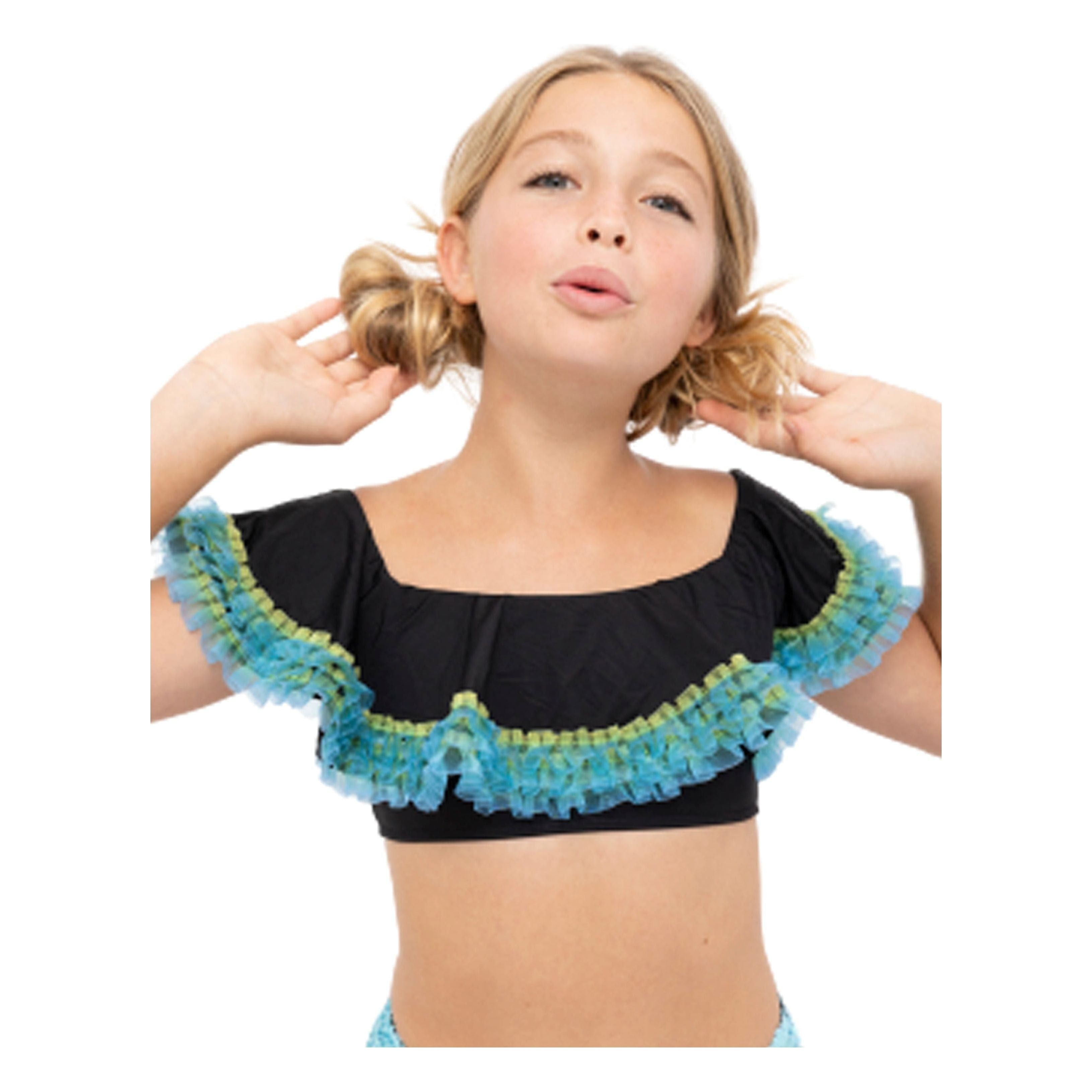 Black Bikini with Anemone Fringe