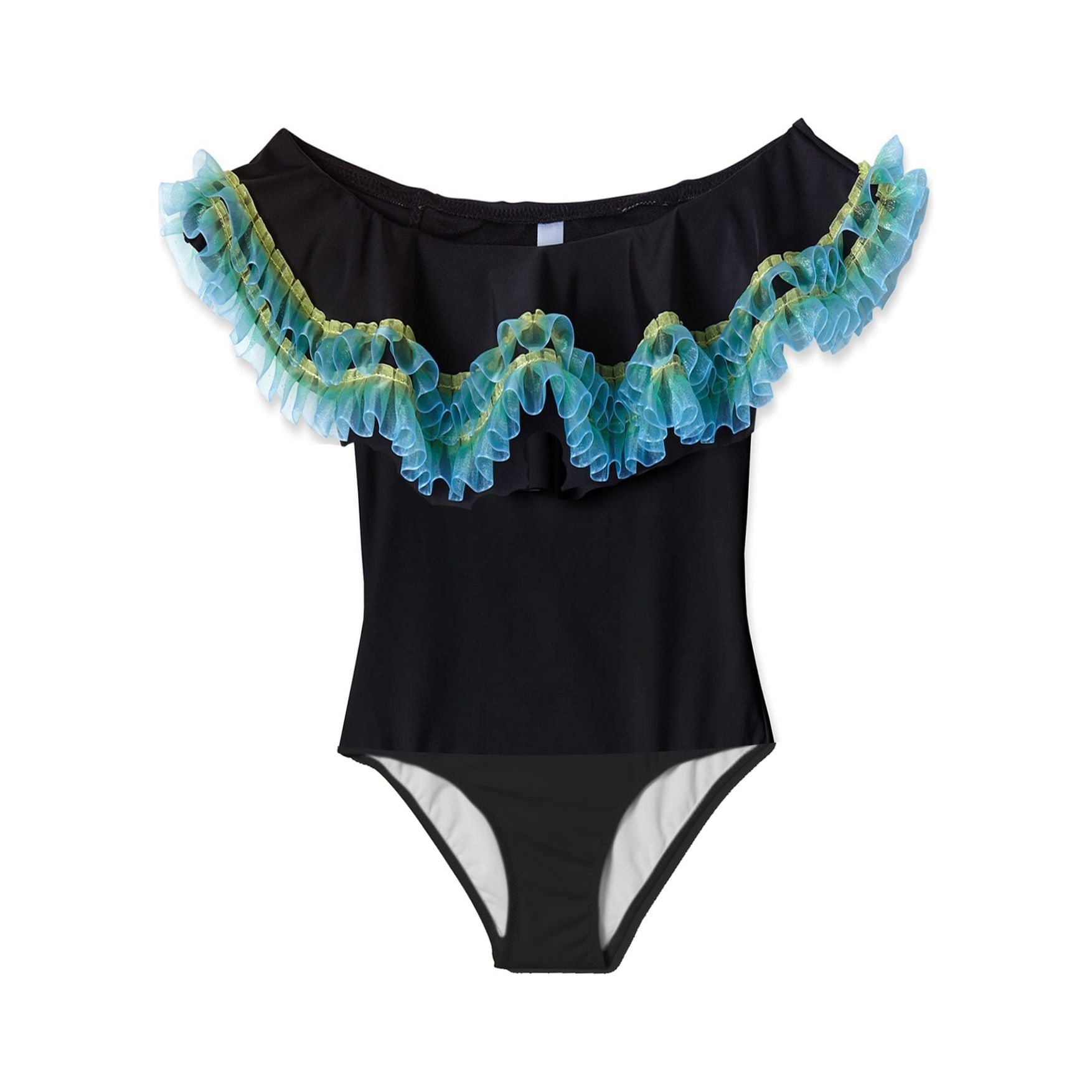Black Swimsuit with Anemone Fringe