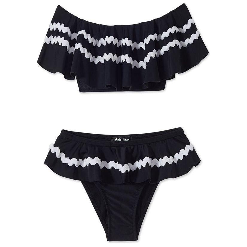 Black Bikini with White Ric Rac