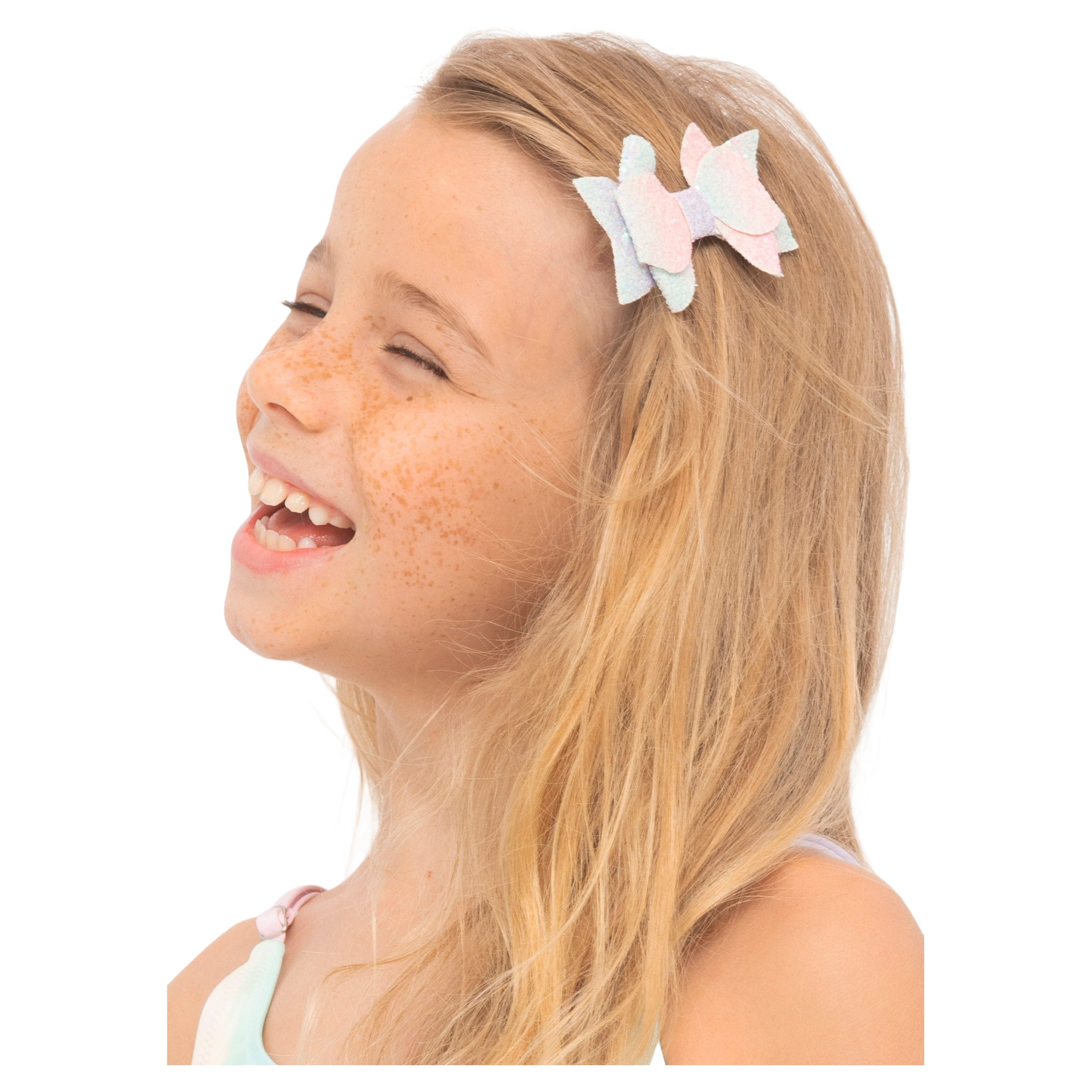 Hair Bow Clip in Unicorn Colors