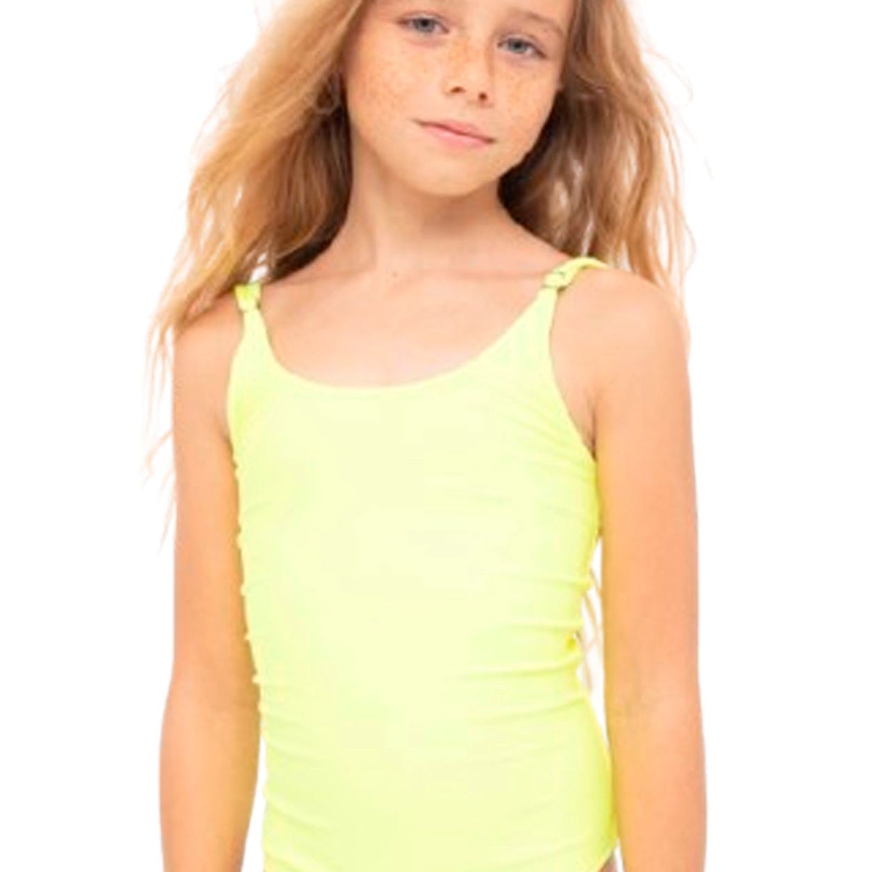 Neon Yellow Adjustable Straps Swimsuit