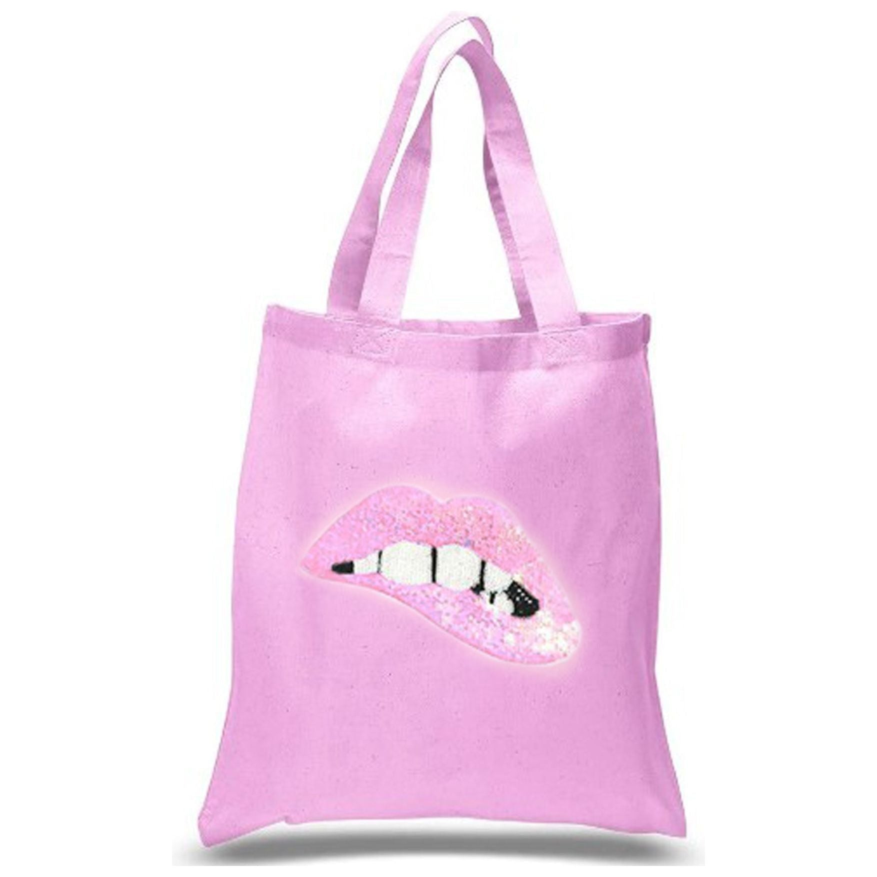 Beach Bag in Pink with Lip Sequin